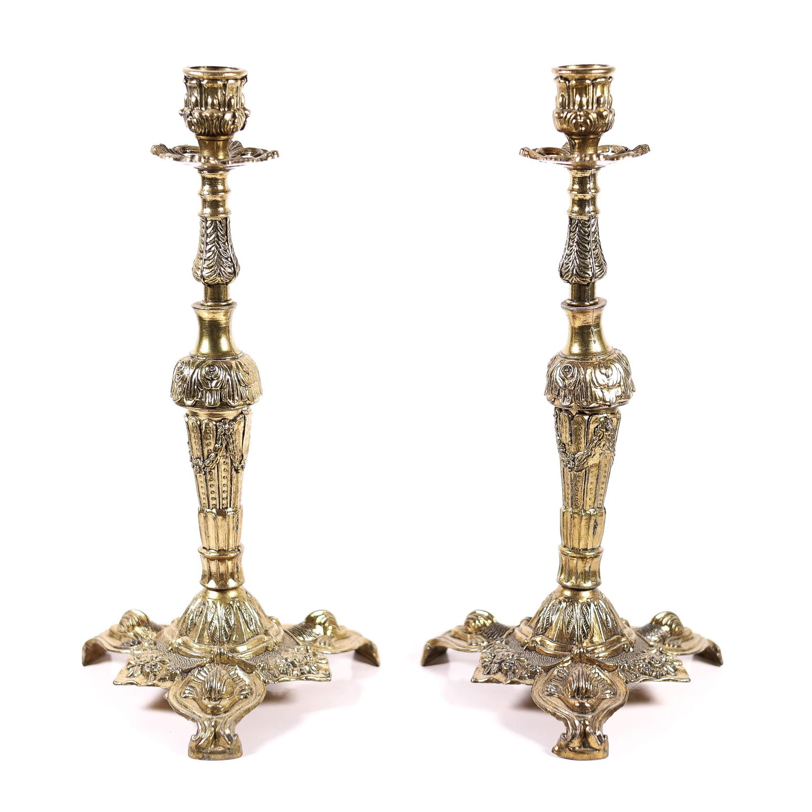 Italian Gold Tone Silver Ornate Candle Holders (1 of 6)