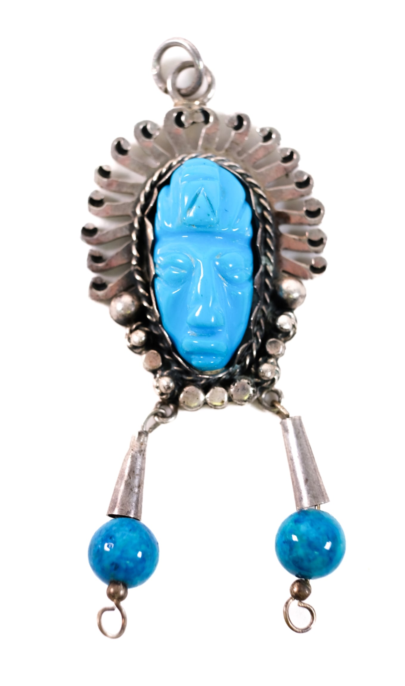 VINTAGE TAXCO STERLING & TURQUOISE PENDANT (1 of 6)