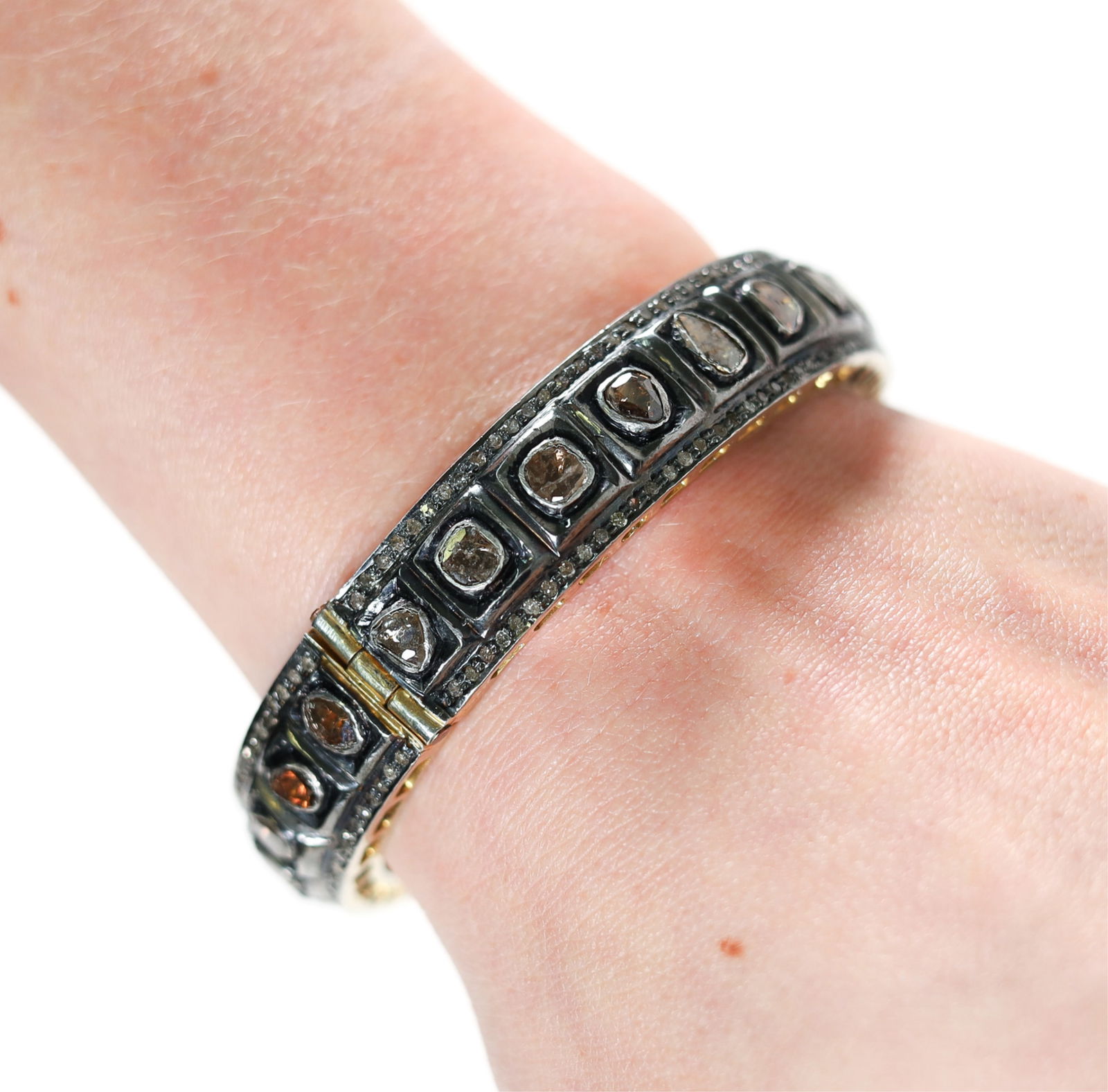 STERLING SILVER 5.60CTW POLKI DIAMOND BRACELET (1 of 6)