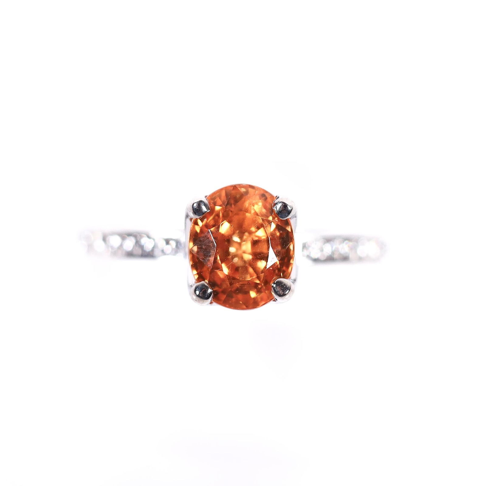14K WG CITRINE + DIAMOND RING, SIZE 5.5 (1 of 5)