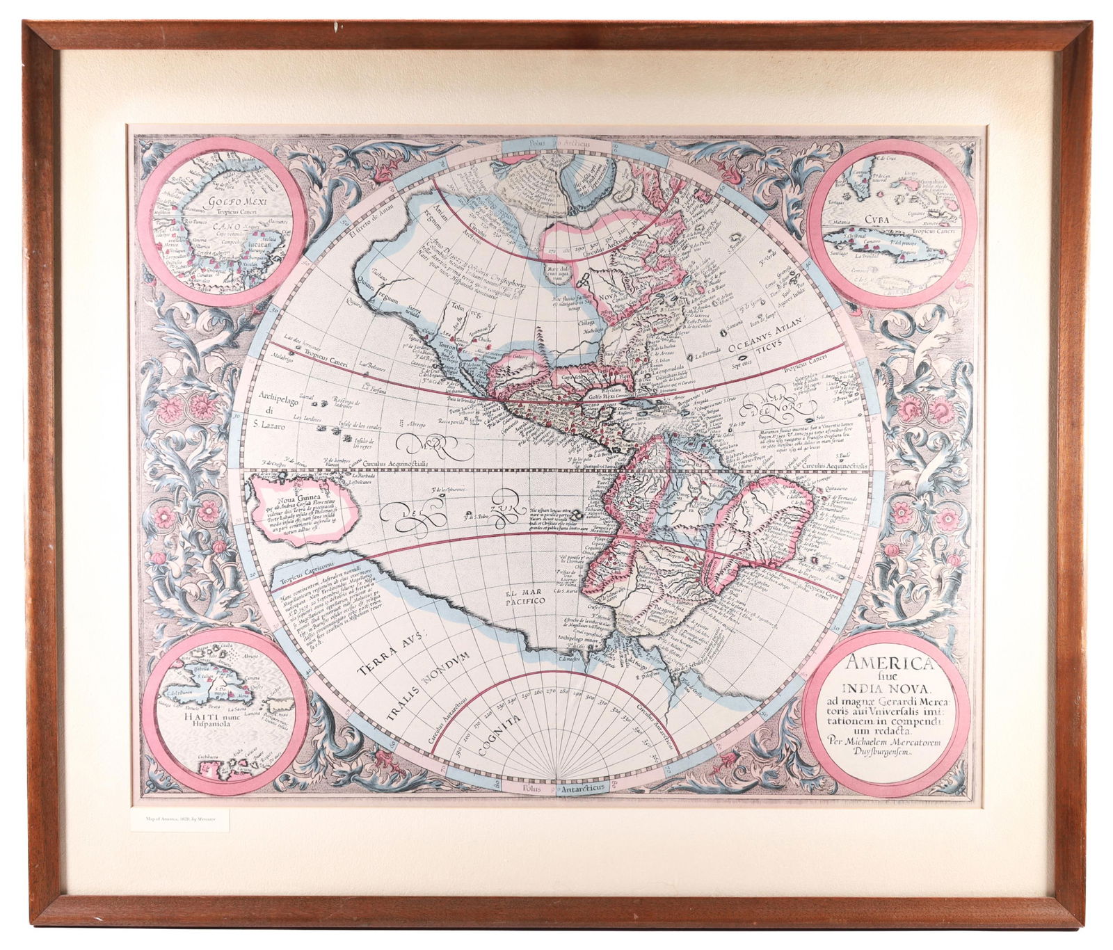 17TH CENTURY FRAMED  MAP OF AMERICA (1 of 5)