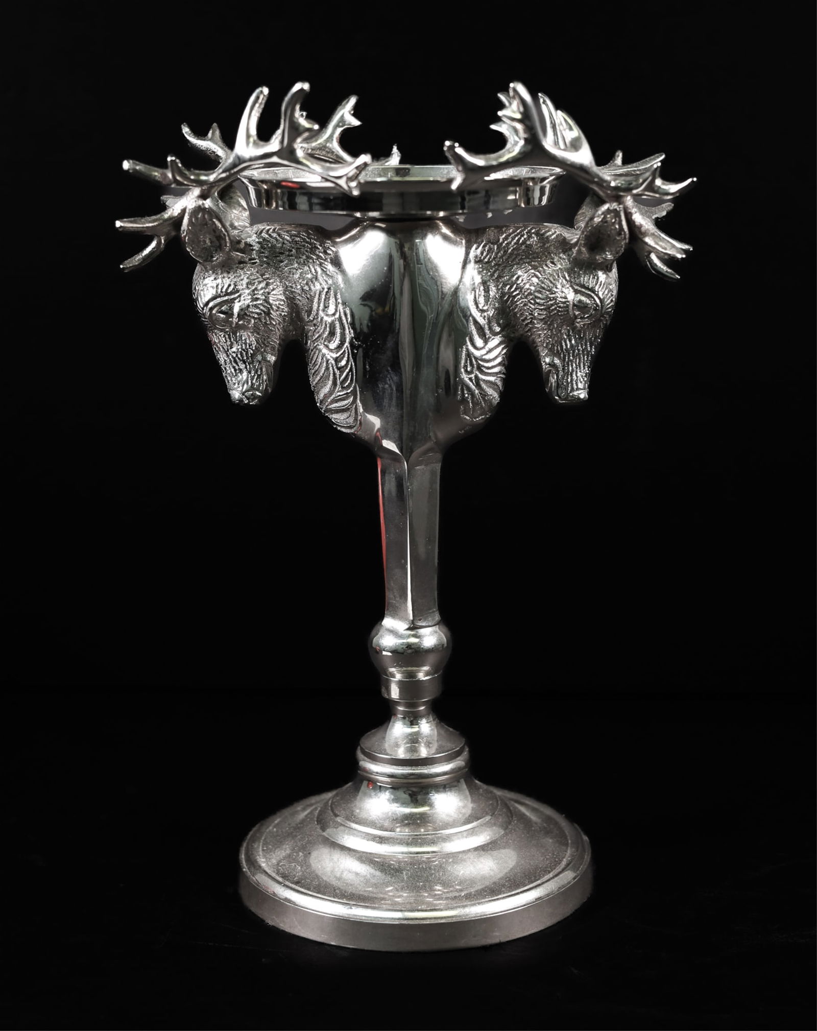 POLISHED ALUMINUM STAG ELK CANDLE STAND (1 of 5)