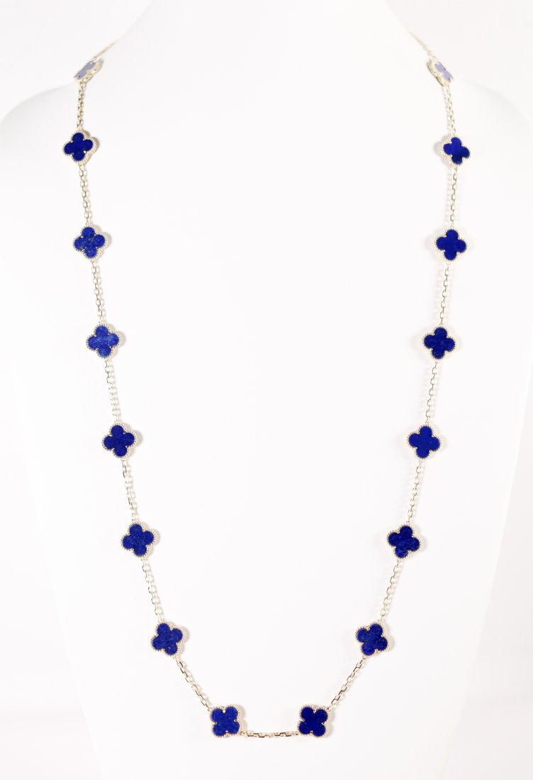 VCA 18KWG VINTAGE ALHAMBRA 20 MOTIF LAPIS NECKLACE (1 of 9)