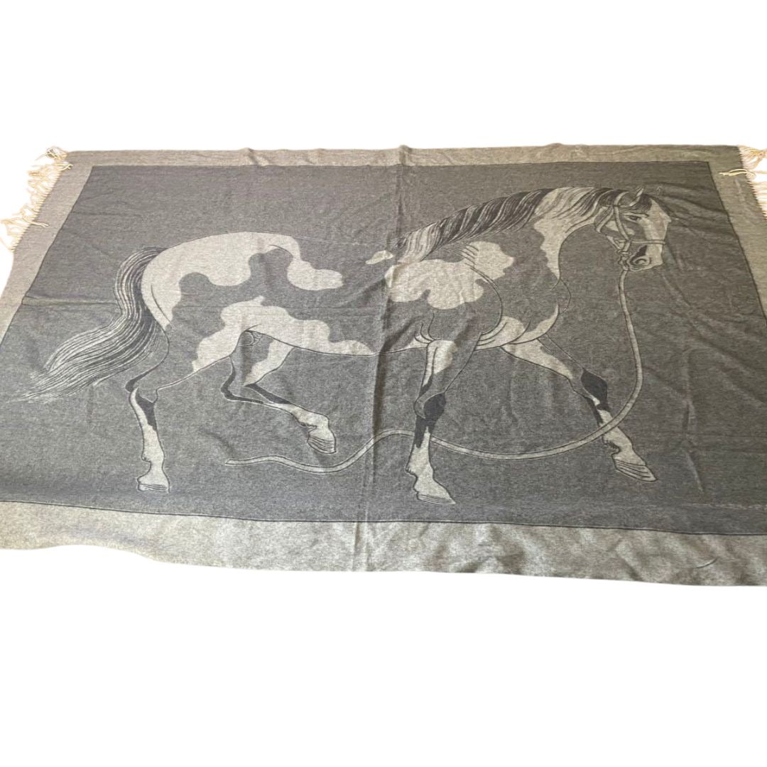 RARE HERMES GREY CASHMERE HORSE BLANKET (1 of 1)