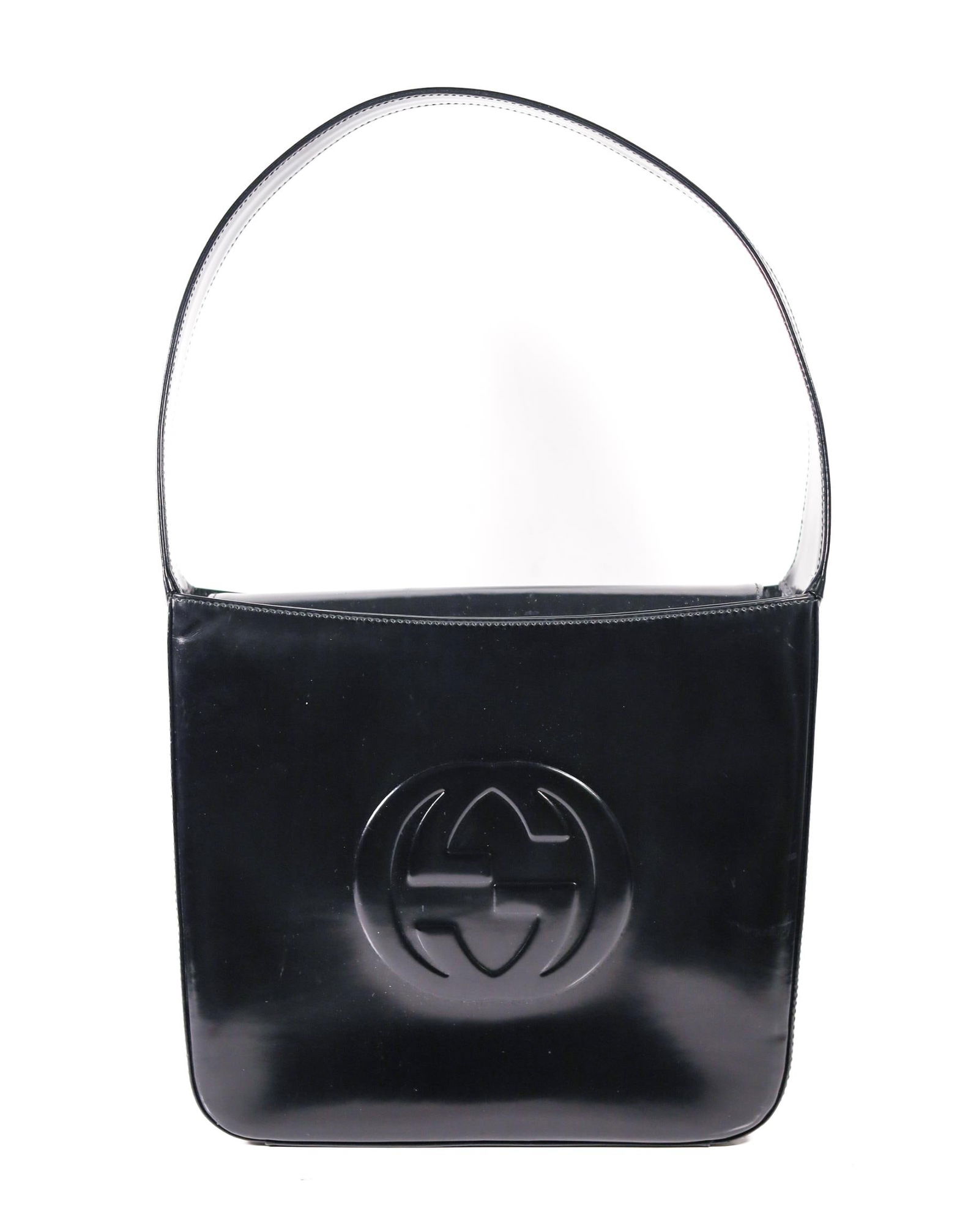 GUCCI BLACK LINED INTERLOCKING G HOBO SHOULDER BAG (1 of 6)