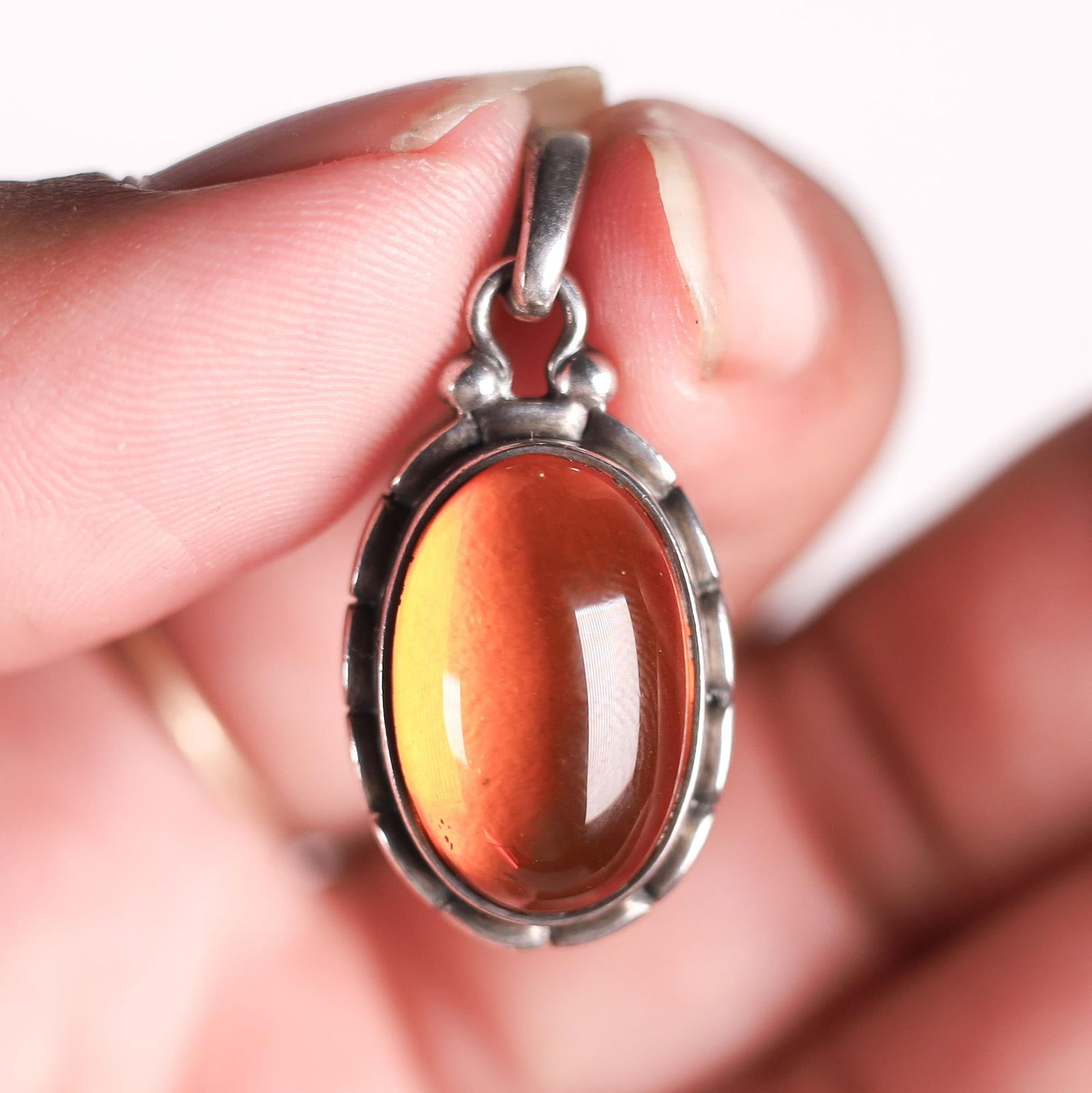 GEORG JENSEN 925 STERLING AMBER PENDANT (1 of 4)