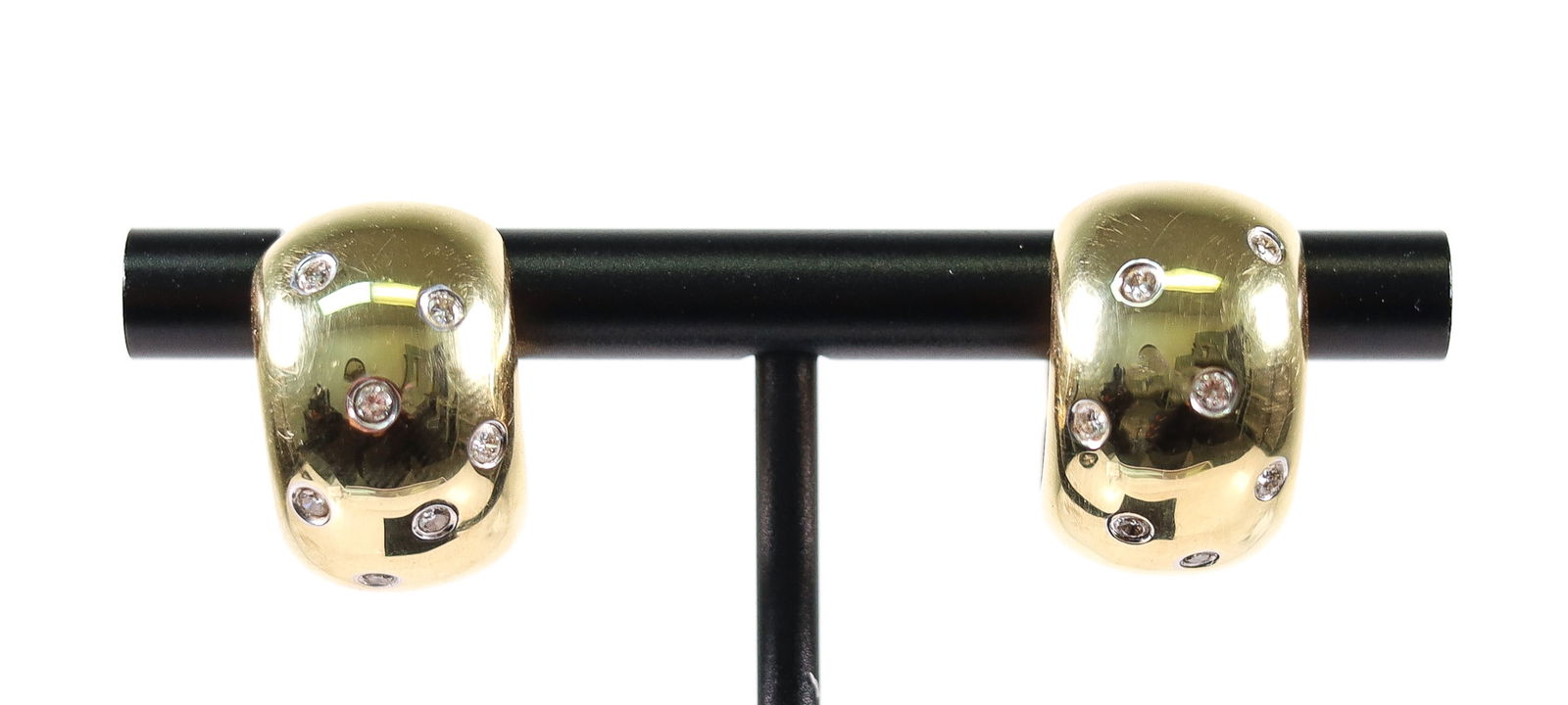 18KYG DIAMOND HUGGIE EARRINGS (1 of 6)