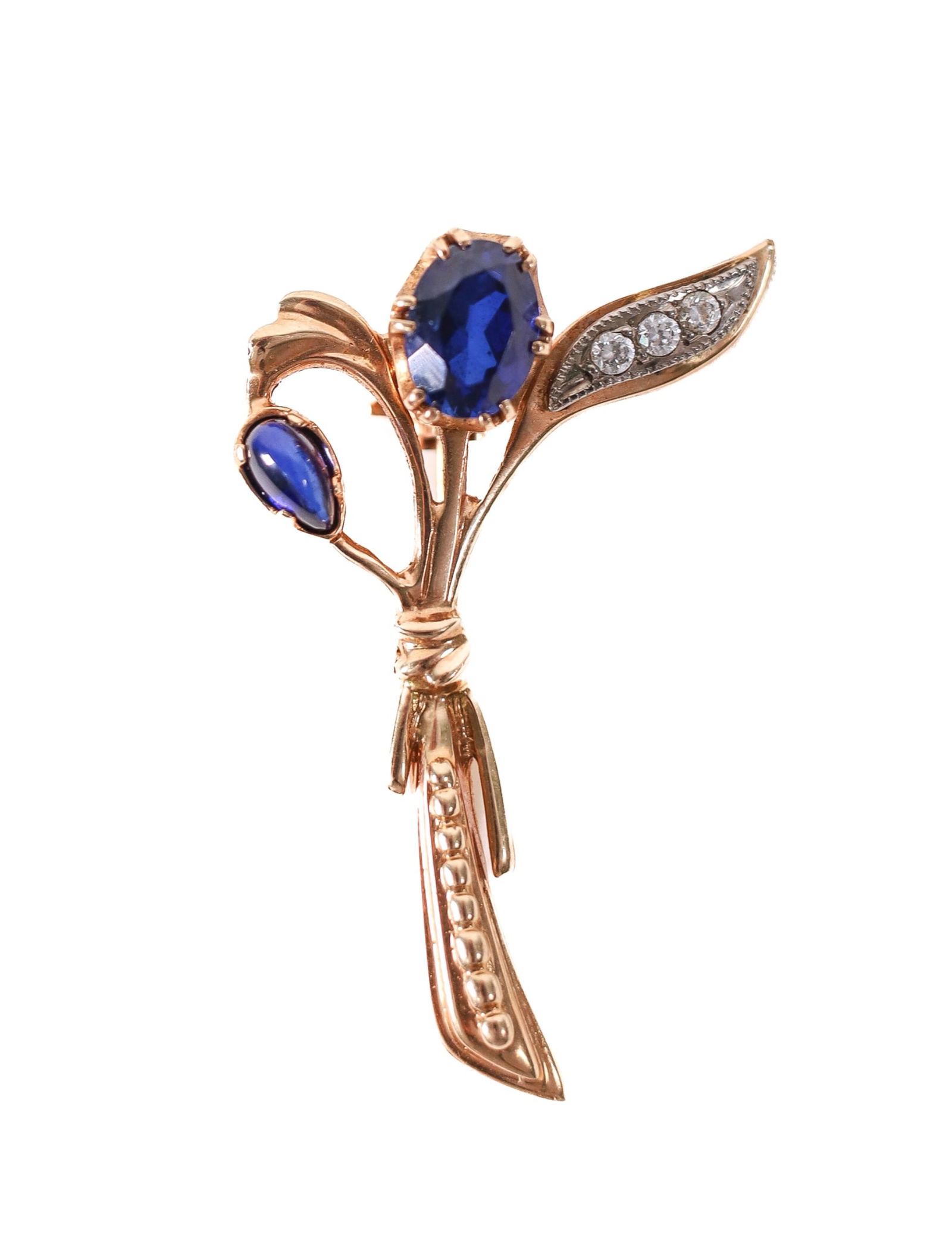 VINTAGE 14K RG SAPPHIRE BOUQUET BROOCH (1 of 7)