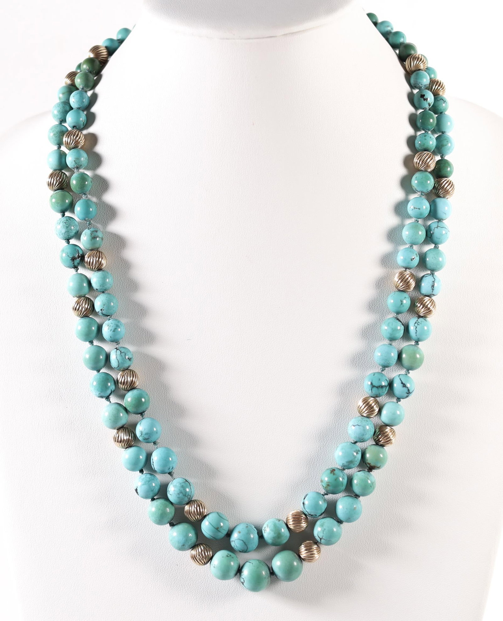 TIFFANY DOUBLE LAYERD TURQUOISE BEADED NECKLACE, (1 of 4)