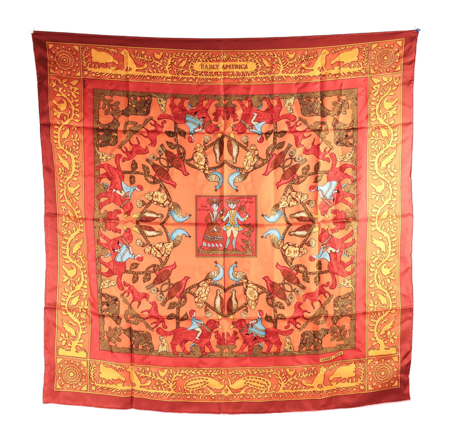 HERMES EARLY AMERICA SILK SCARF, 90CM. (1 of 7)