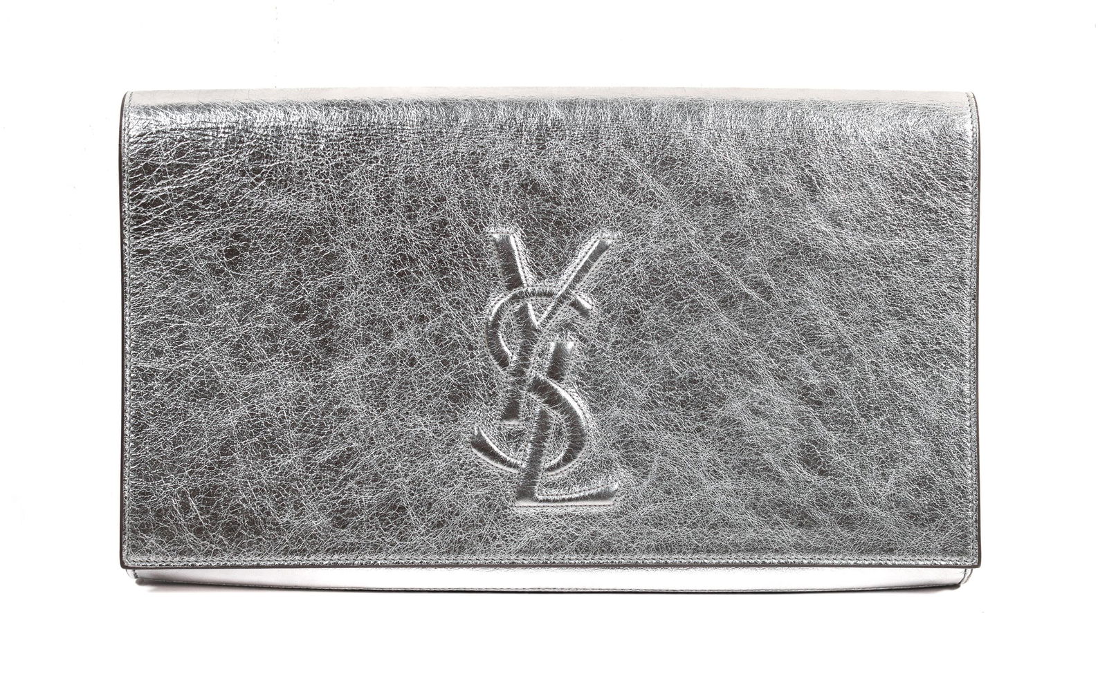 YVES SAINT LAURENT LEATHER CLUTCH BAG, 11IN. (1 of 6)