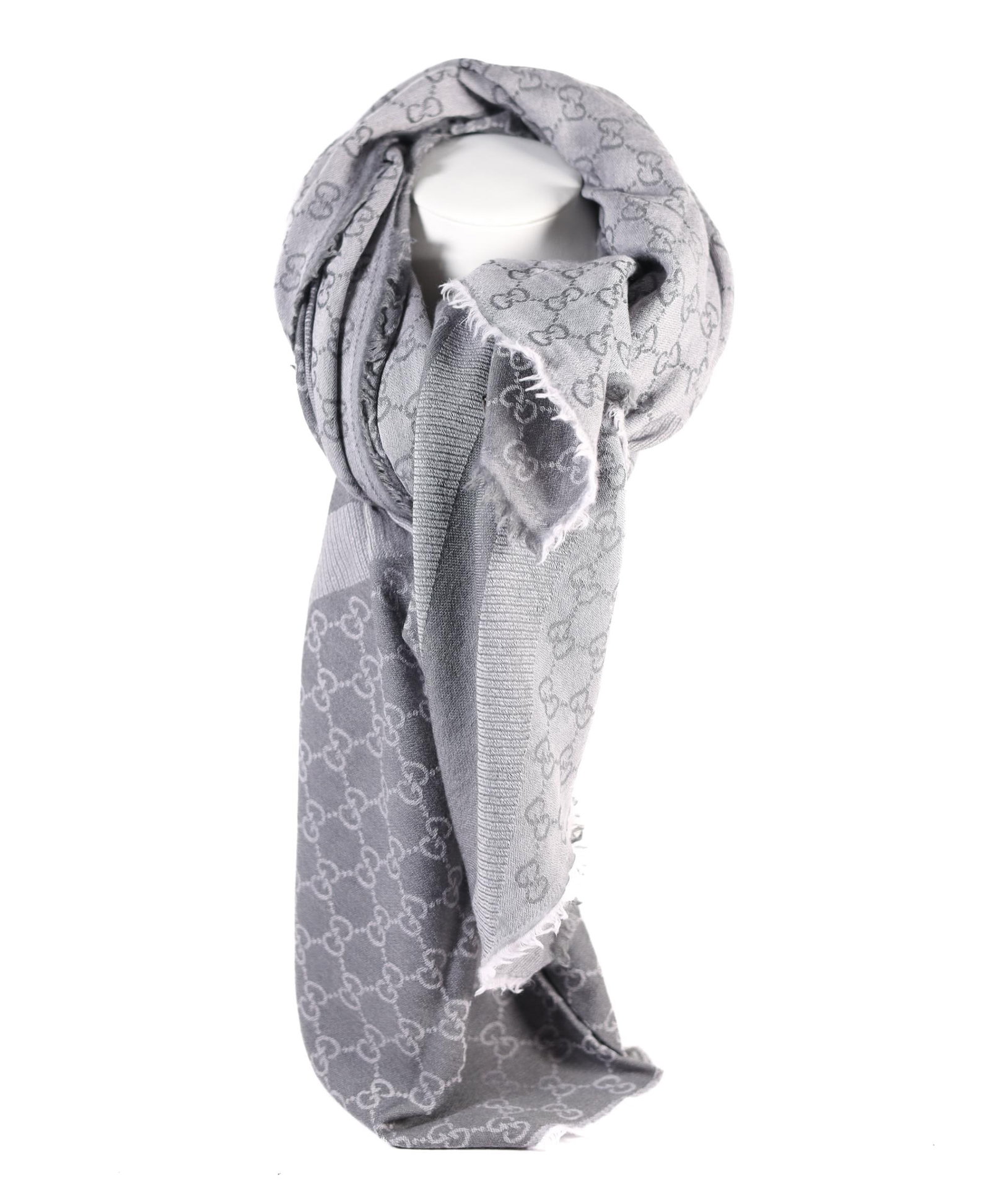 GUCCI GG MONOGRAM GRAY SCARF, 52 IN. X 26 IN. (1 of 5)
