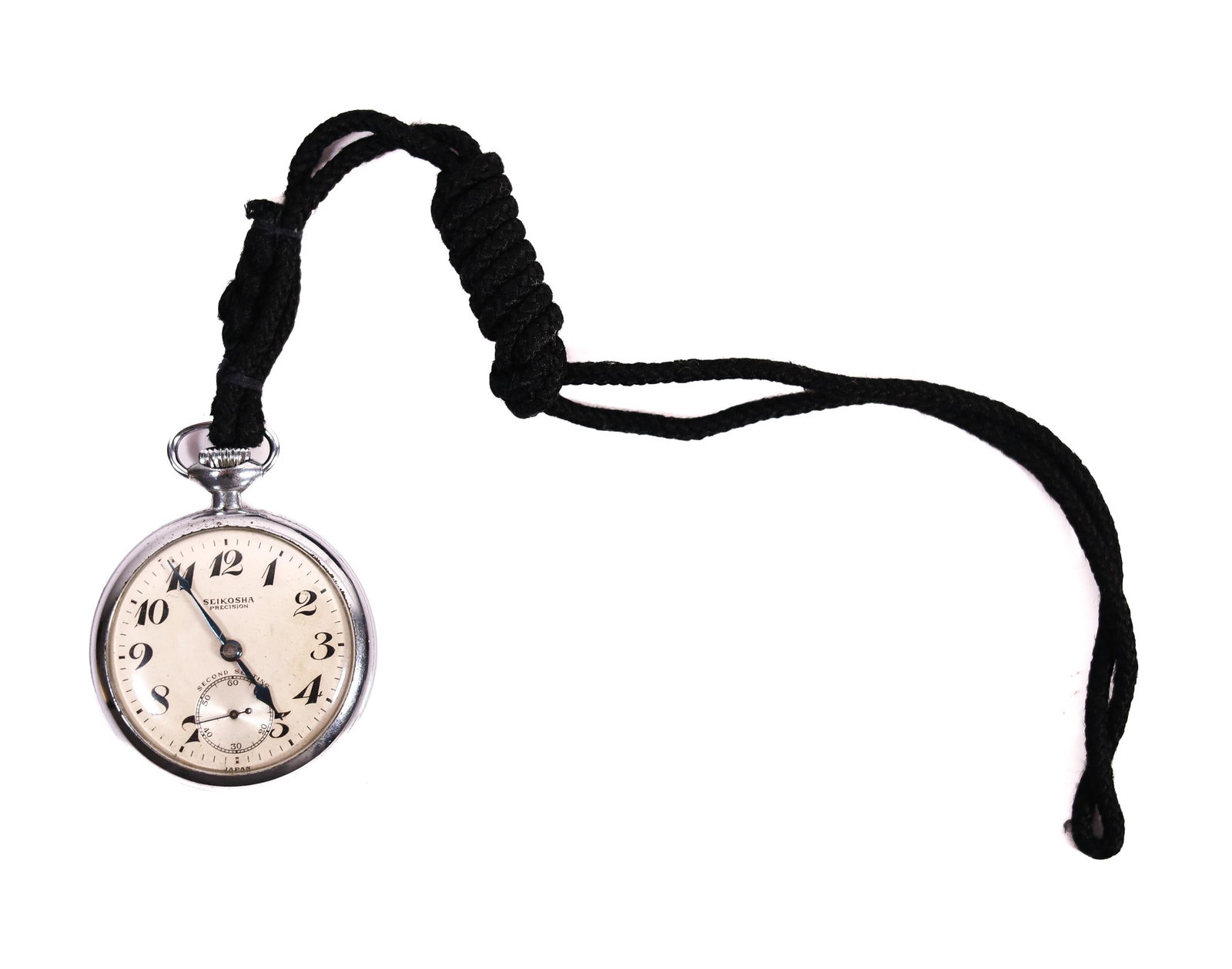 VINTAGE SEIKO SEIKOSHA MANUAL POCKET WATCH: A vintage Seiko Seikosha manual pocket watch in excellent condition. This watch features a white dial, a subdial, and blue hands. Details and measurements: Diameter: 50 MM.