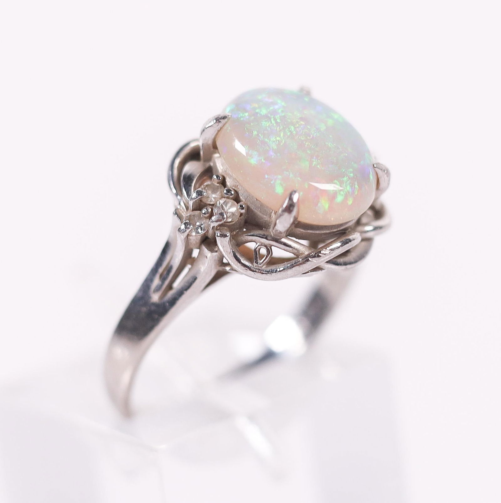 1.59 CARAT OPAL & DIAMOND PLATINUM RING, SIZE 5.25 (1 of 4)