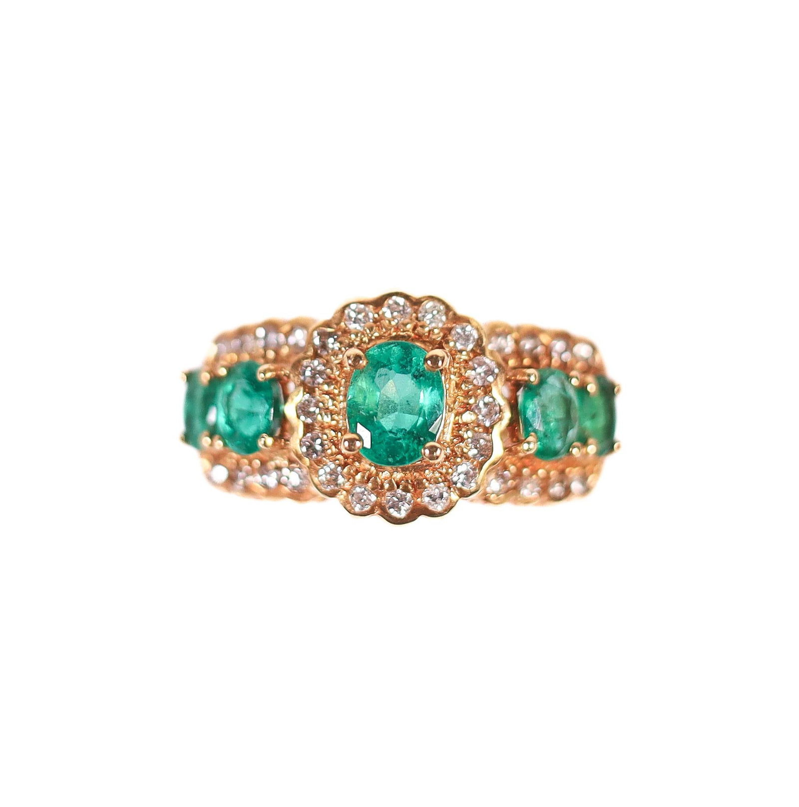 18KYG EMERALD QUINTET & DIAMOND RING (1 of 5)