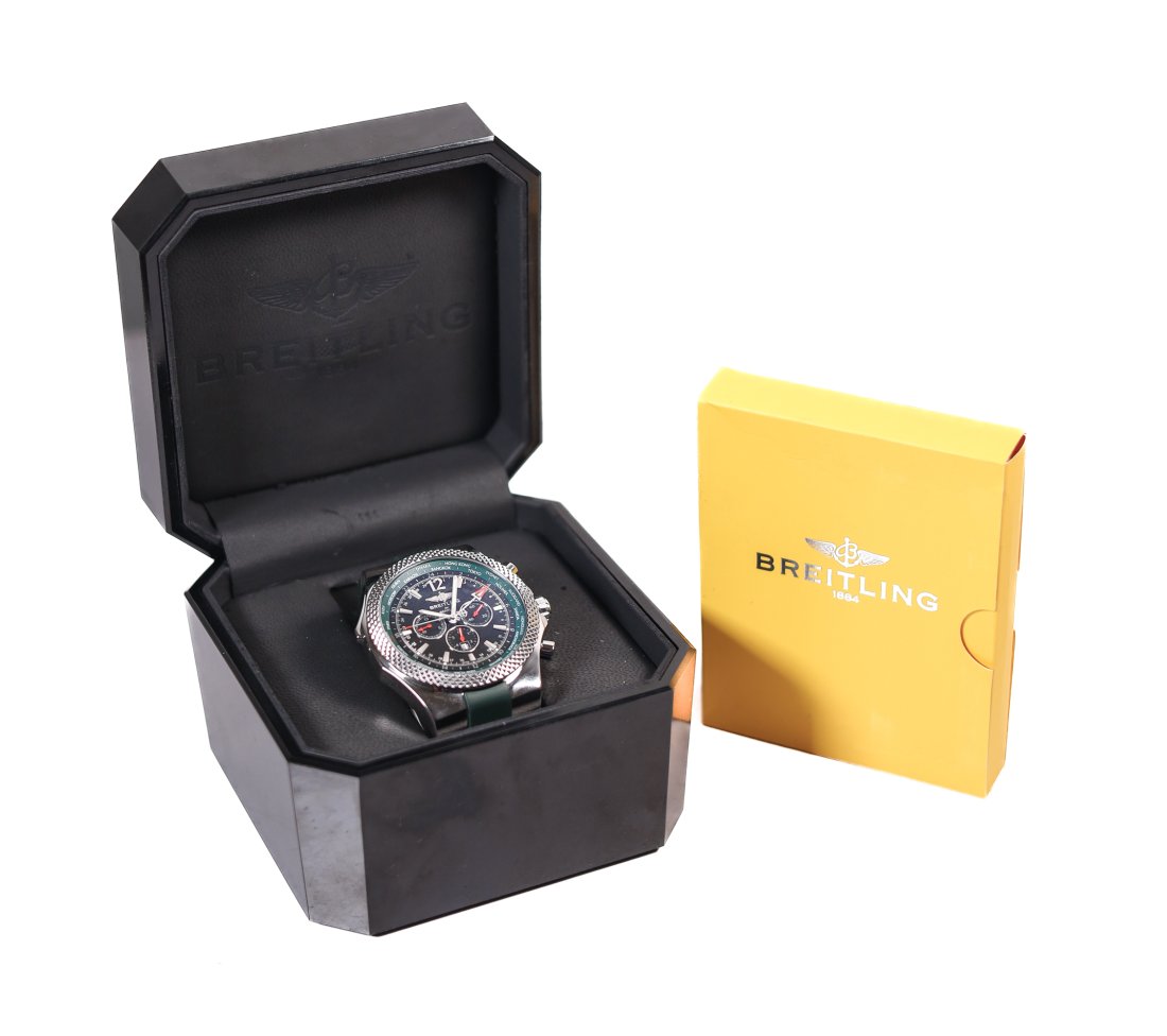 RARE BREITLING BENTLEY GMT CHRONOGRAPH WATCH W/BOX (1 of 8)