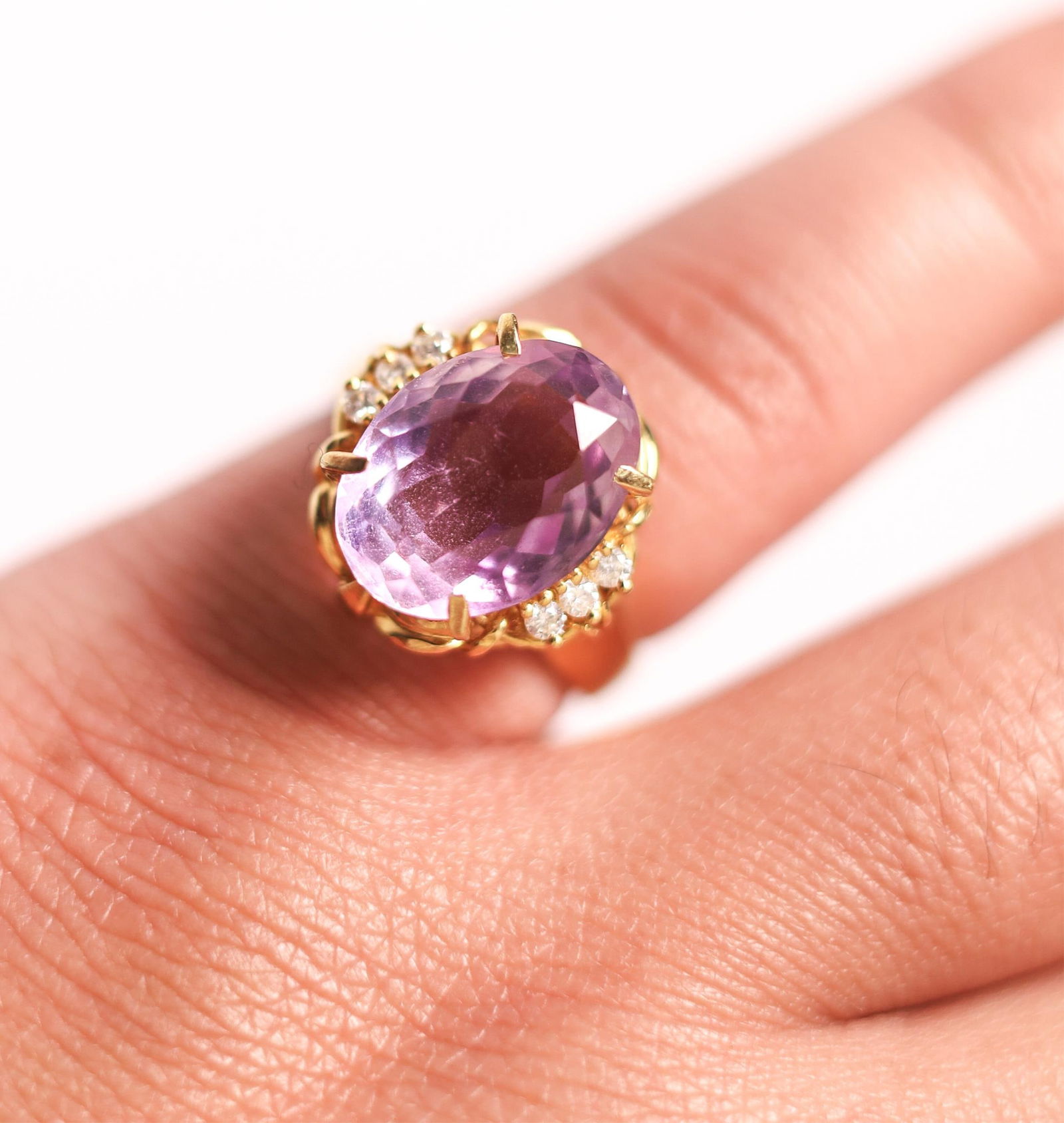 18KYG 5.22CT AMETHYST DIAMOND RING, 6. (1 of 5)