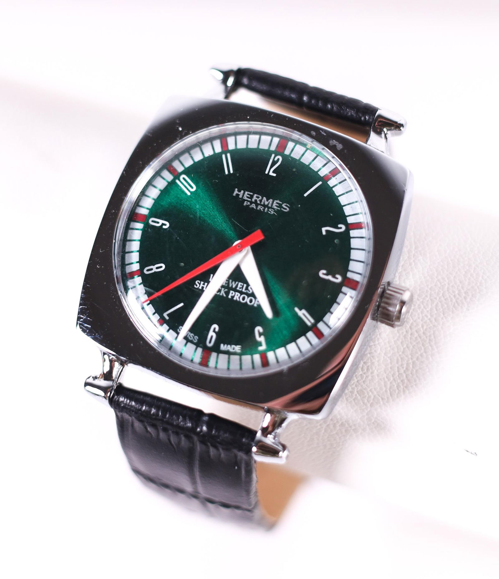 HERMES IRIDESCENT GREEN DIAL WATCH 35MM (1 of 5)