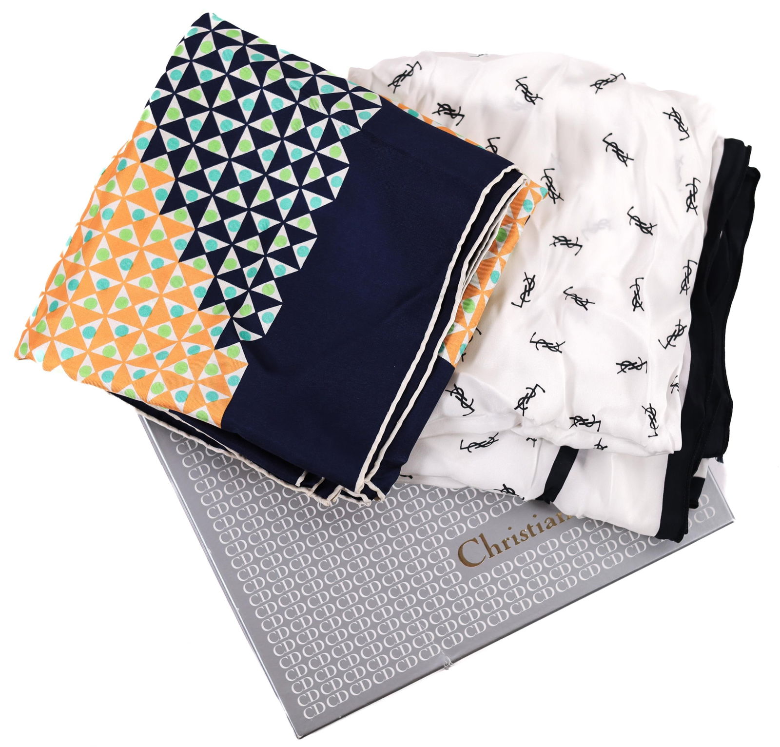LOT OF 3 DIOR/YSL SCARVES/HANDKERCHIEFS (1 of 5)