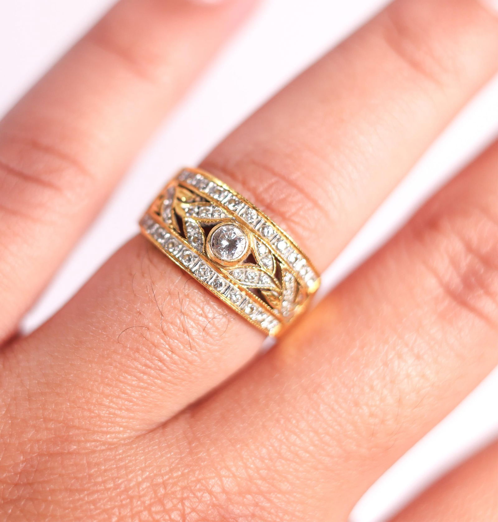 20KYG .5CT DIAMOND RING, 6.75. (1 of 4)