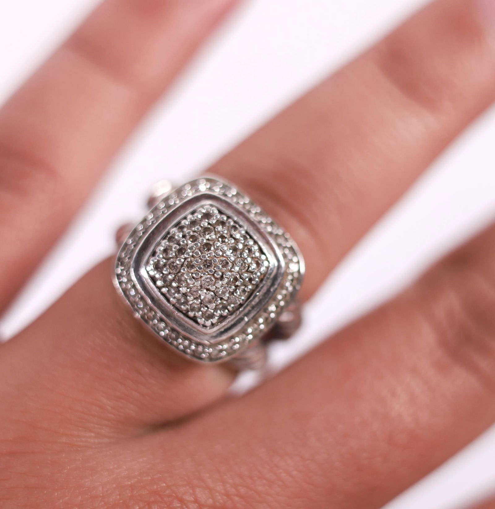 DAVID YURMAN STERLING DIAMOND RING (1 of 4)