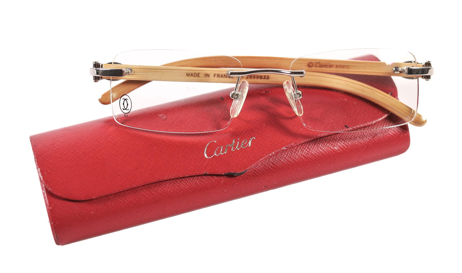 CARTIER RIMLESS EXOTIC WOOD GLASSES W/CASE (1 of 9)