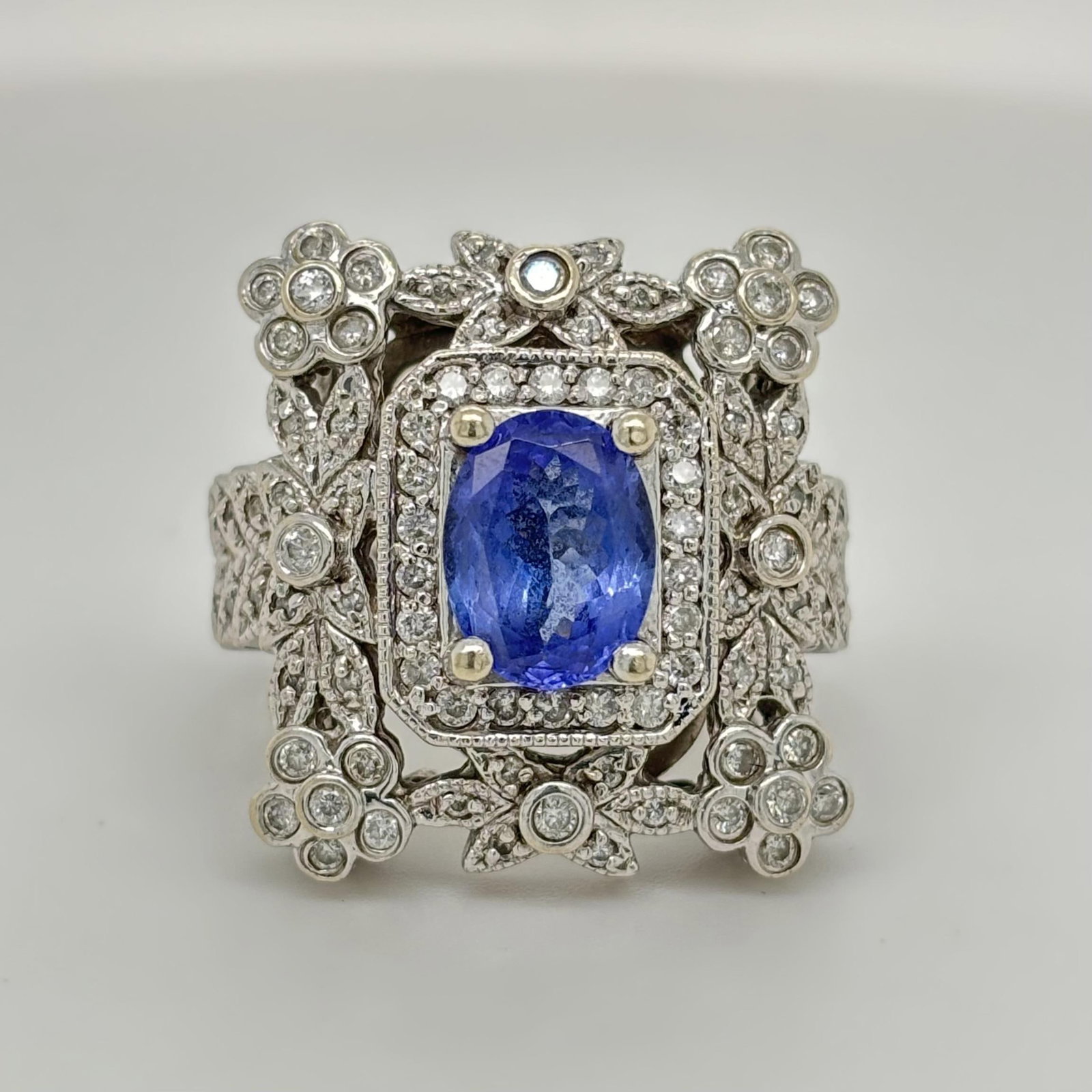 14KWG 3CTTW BLUE TOURMALINE & DIA. ESTATE RING, 7 (1 of 7)