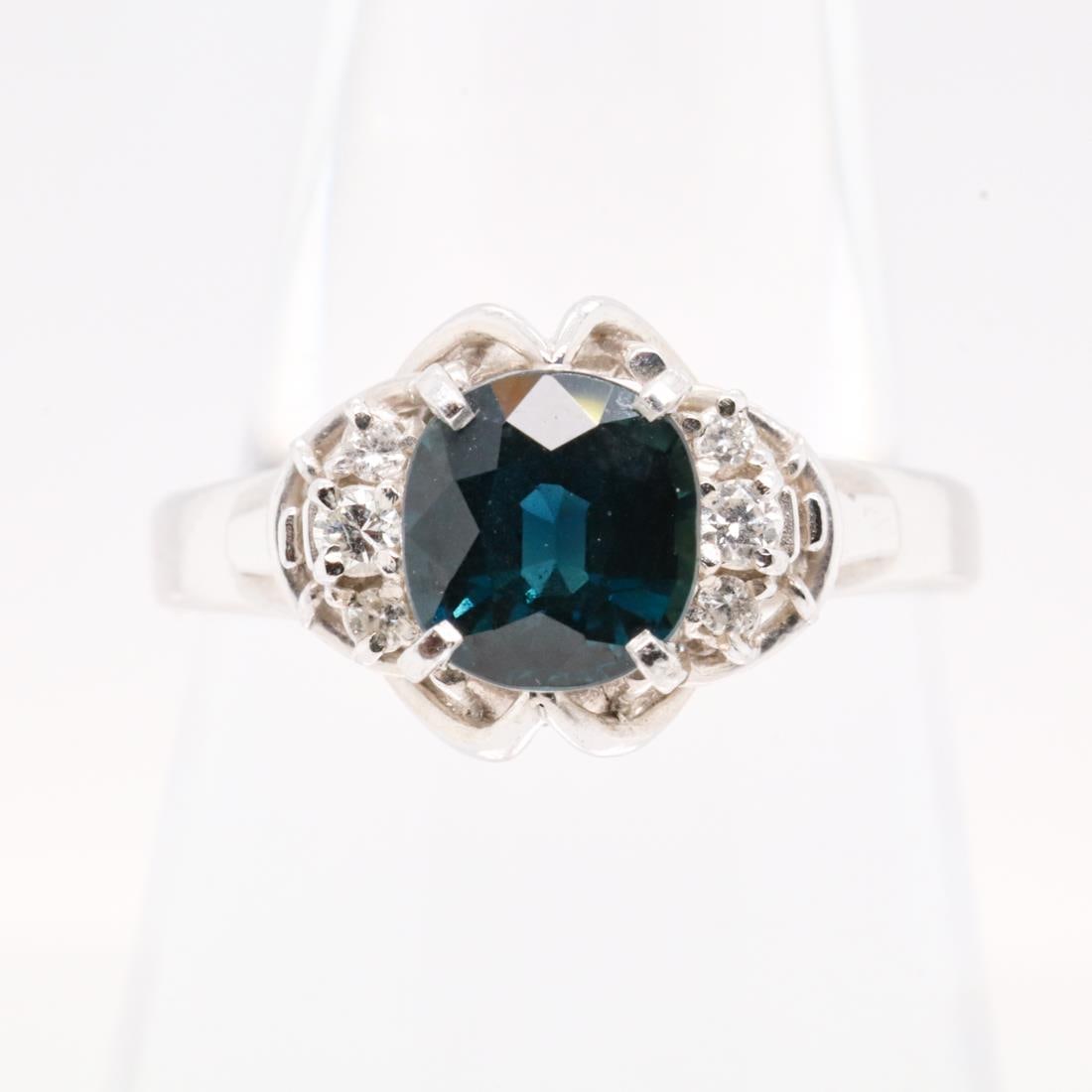 900PT 1.65CTTW SAPPHIRE & DIA. FILIGREE RING, 6.75 (1 of 5)