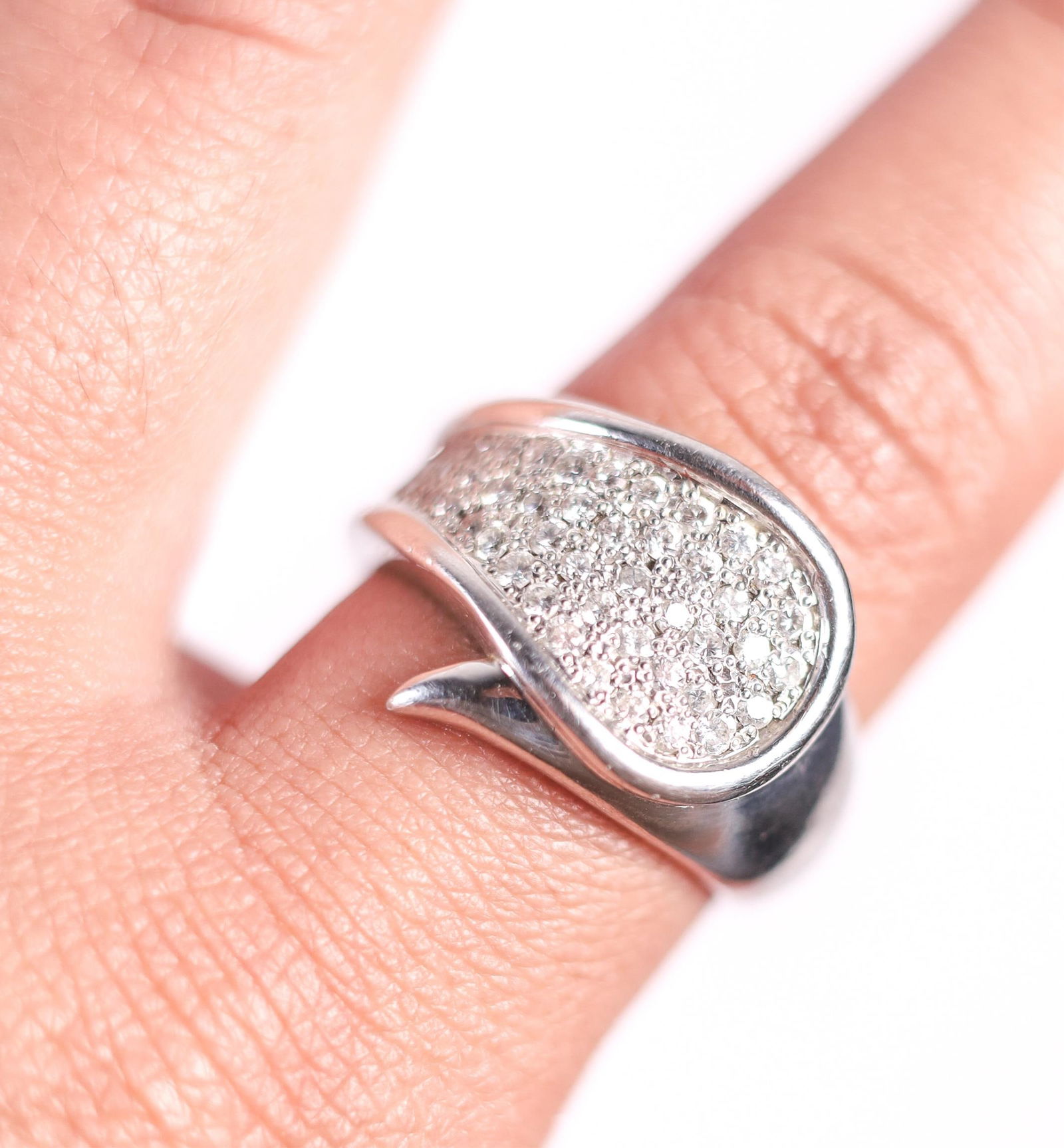 DIAMOND PAVE MODERNIST RING IN PLATINUM (1 of 5)