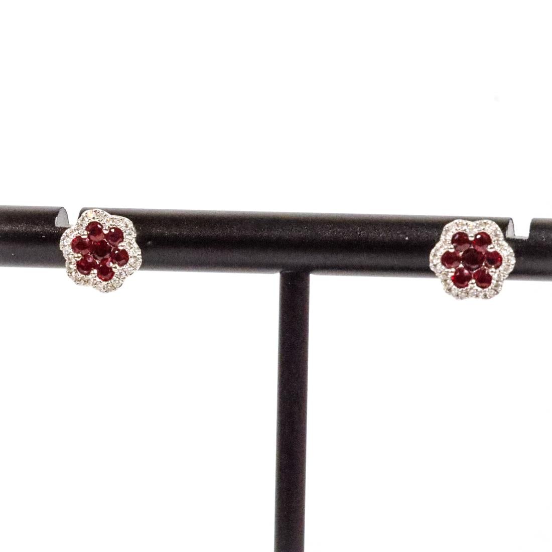 18KWG .679CTTW RUBY & DIAMOND STUD EARRINGS (1 of 4)