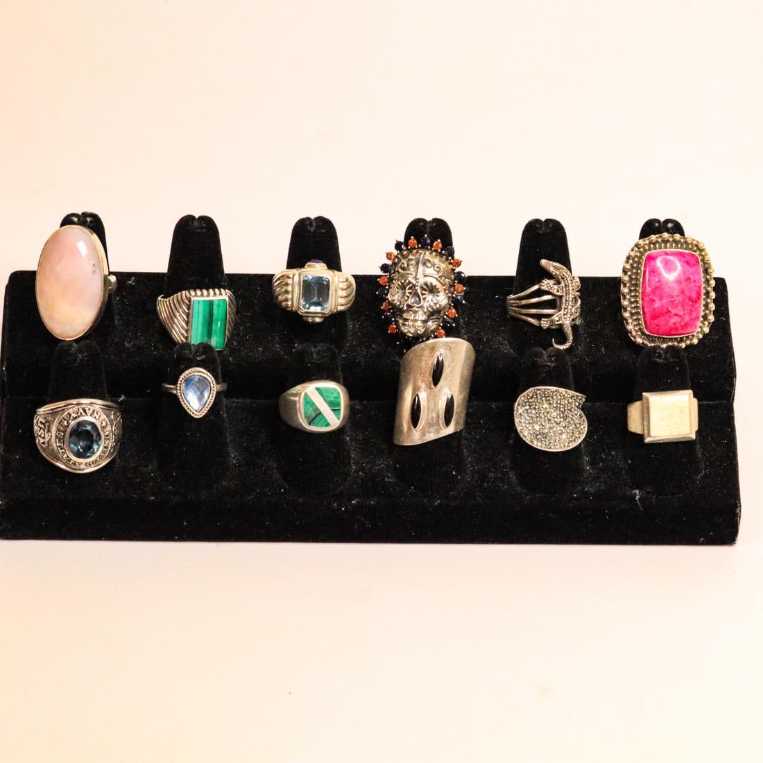 LOT OF 12 1930S-1960S STERLING ESTATE RINGS (1 of 5)