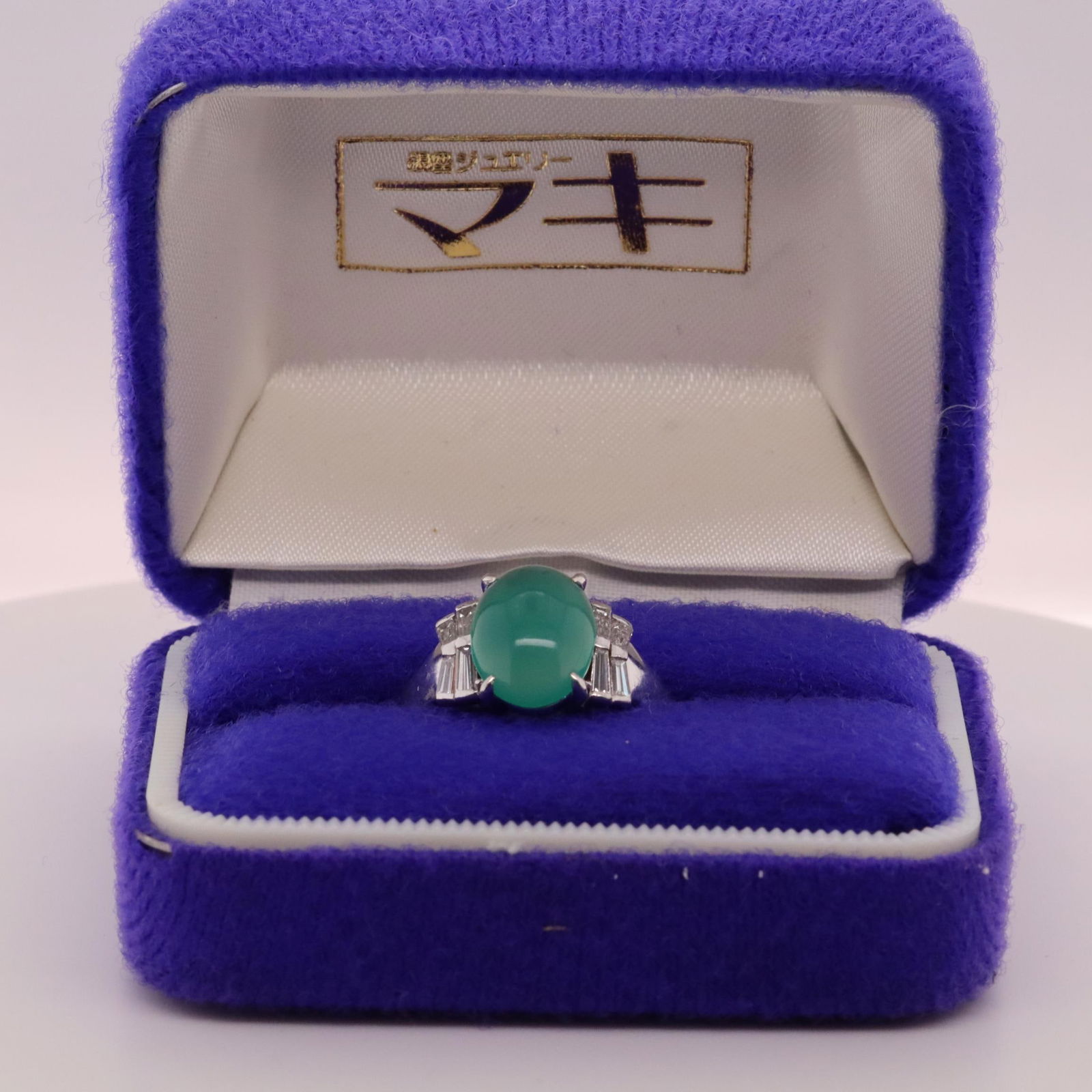 900PT CHALCEDONY .4CT DIAMOND RING W/BOX, 7.5 (1 of 5)