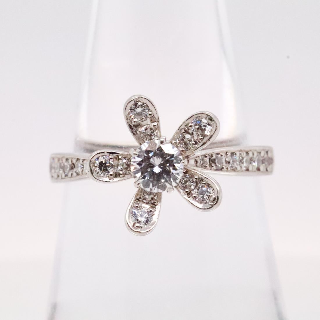 900PT .748CTTW DIAMOND FLORAL RING, 7.5 (1 of 5)