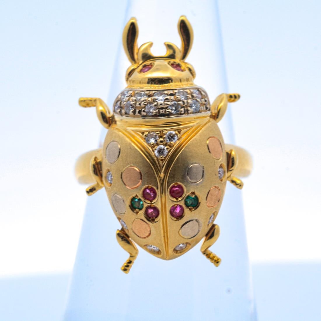 18KYG ARTICULATED DIAMOND SCARAB MOTIF RING, 6 (1 of 5)