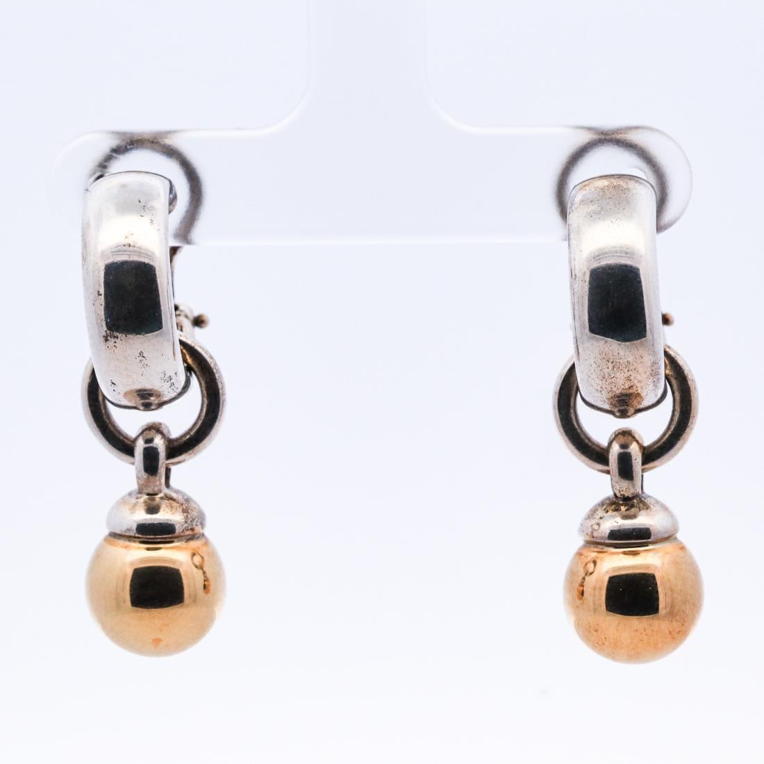 TIFFANY & CO. 18KYG/925 BALL DANGLE EARRINGS W/BOX (1 of 4)