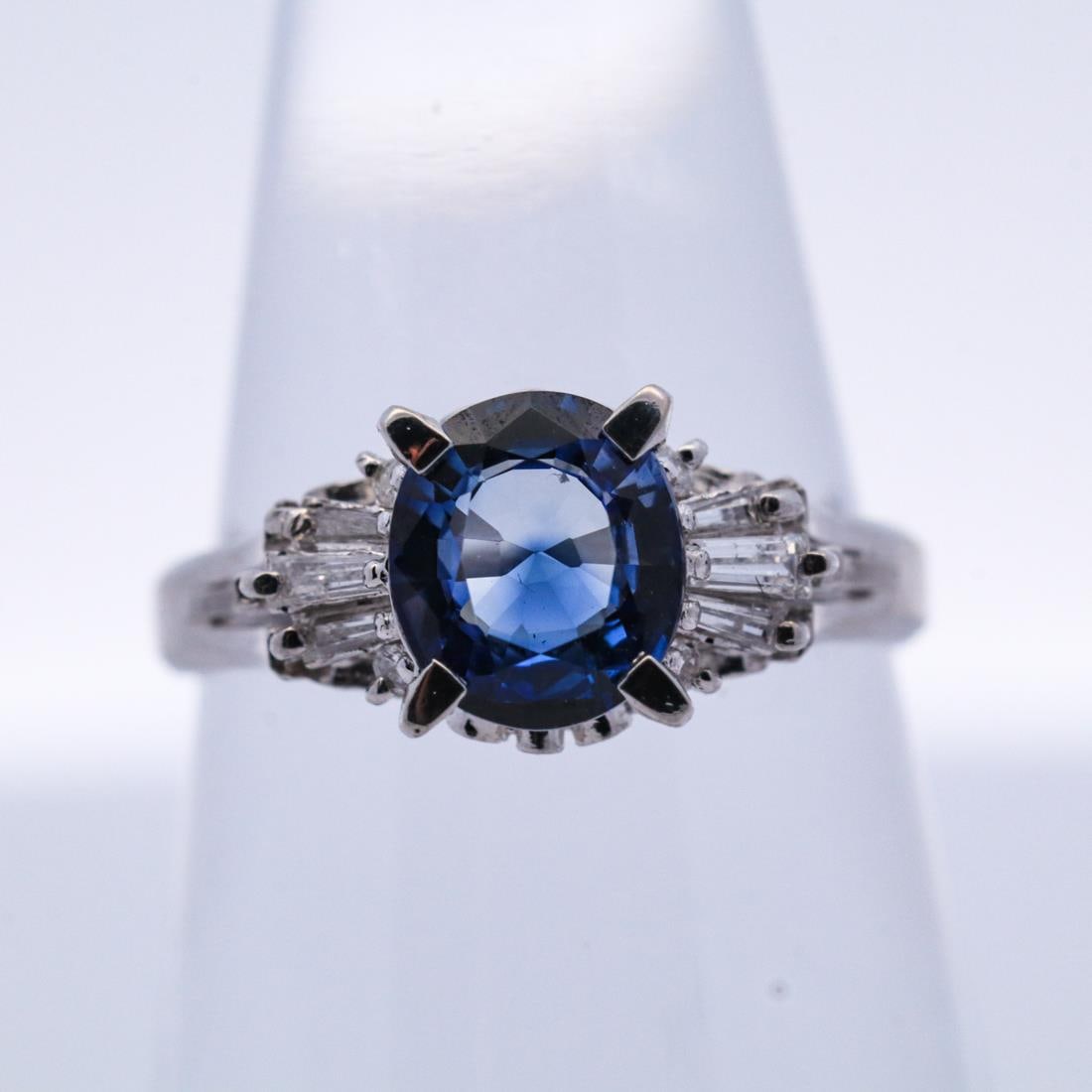 900PT 1.42CTTW SAPPHIRE & DIA. FILIGREE RING, 5.25 (1 of 5)