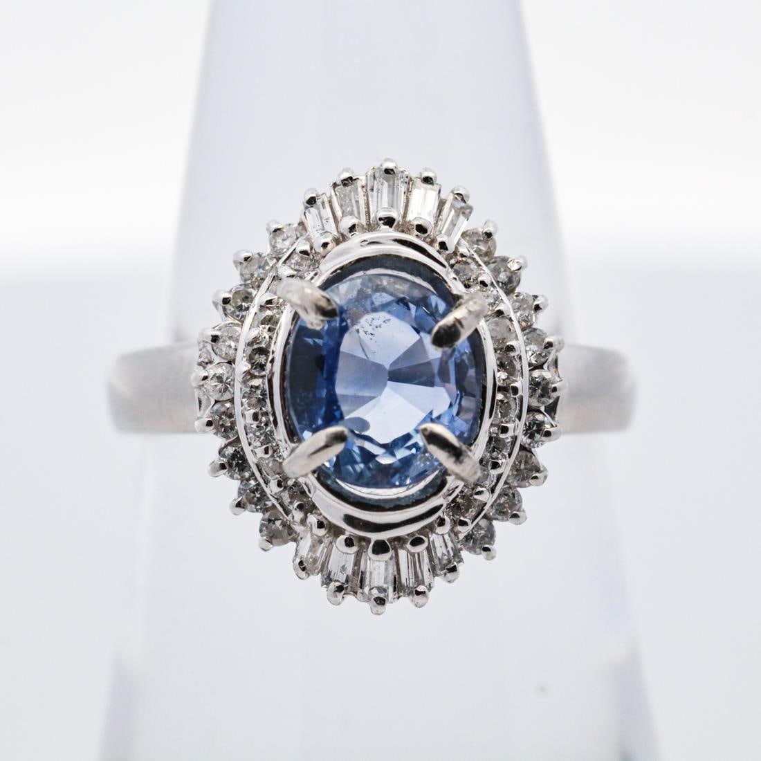 PLAT 2.41CTTW SAPPHIRE & DIAMOND RING W/GIA (1 of 7)
