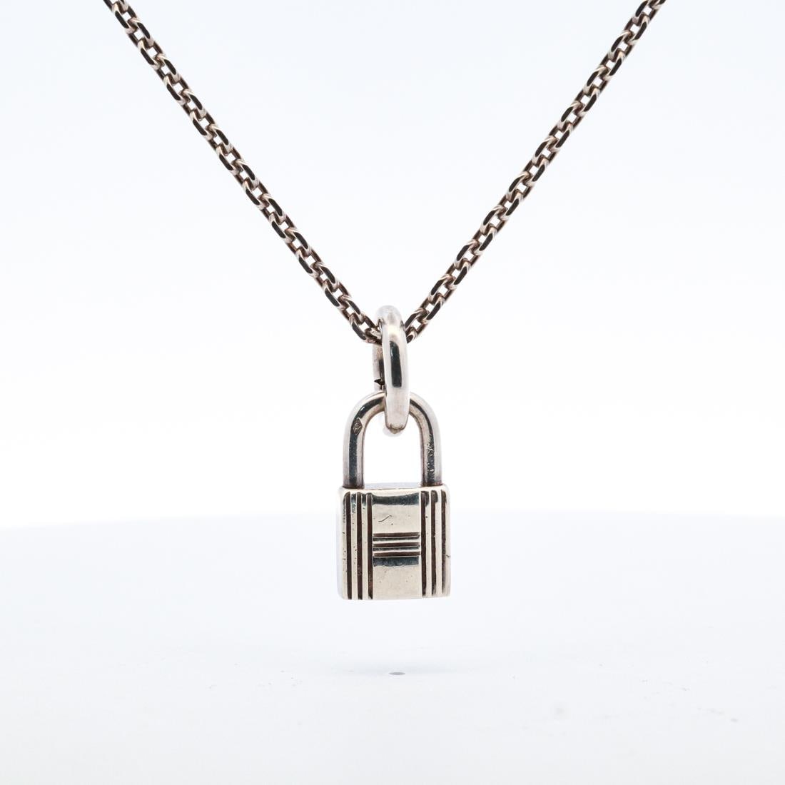 HERMES STERLING LOCK PENDANT NECKLACE (1 of 6)