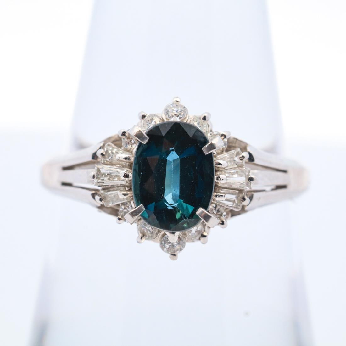 PLAT 1.63CTTW SAPPHIRE & DIAMOND RING, 7.5 (1 of 5)