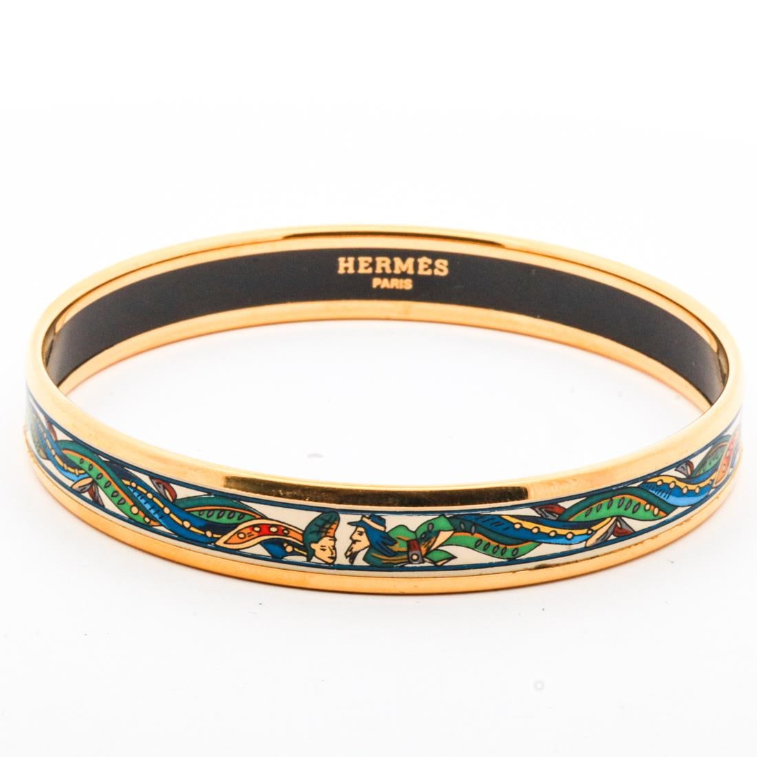 HERMES PM GOLD PLATED EMAILLE BANGLE (1 of 5)