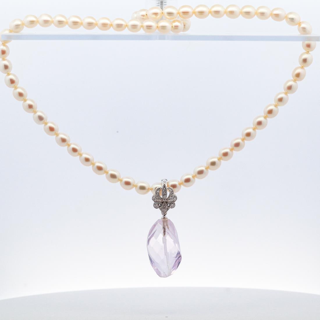 STERLING 6MM PEARL QUARTZ NECKLACE (1 of 7)