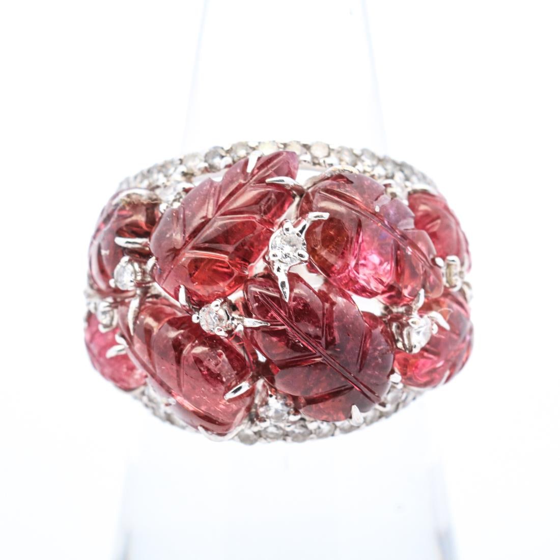 18KWG 15.21CTTW TOURMALINE DIAMOND LEAF RING, 7.25 (1 of 5)