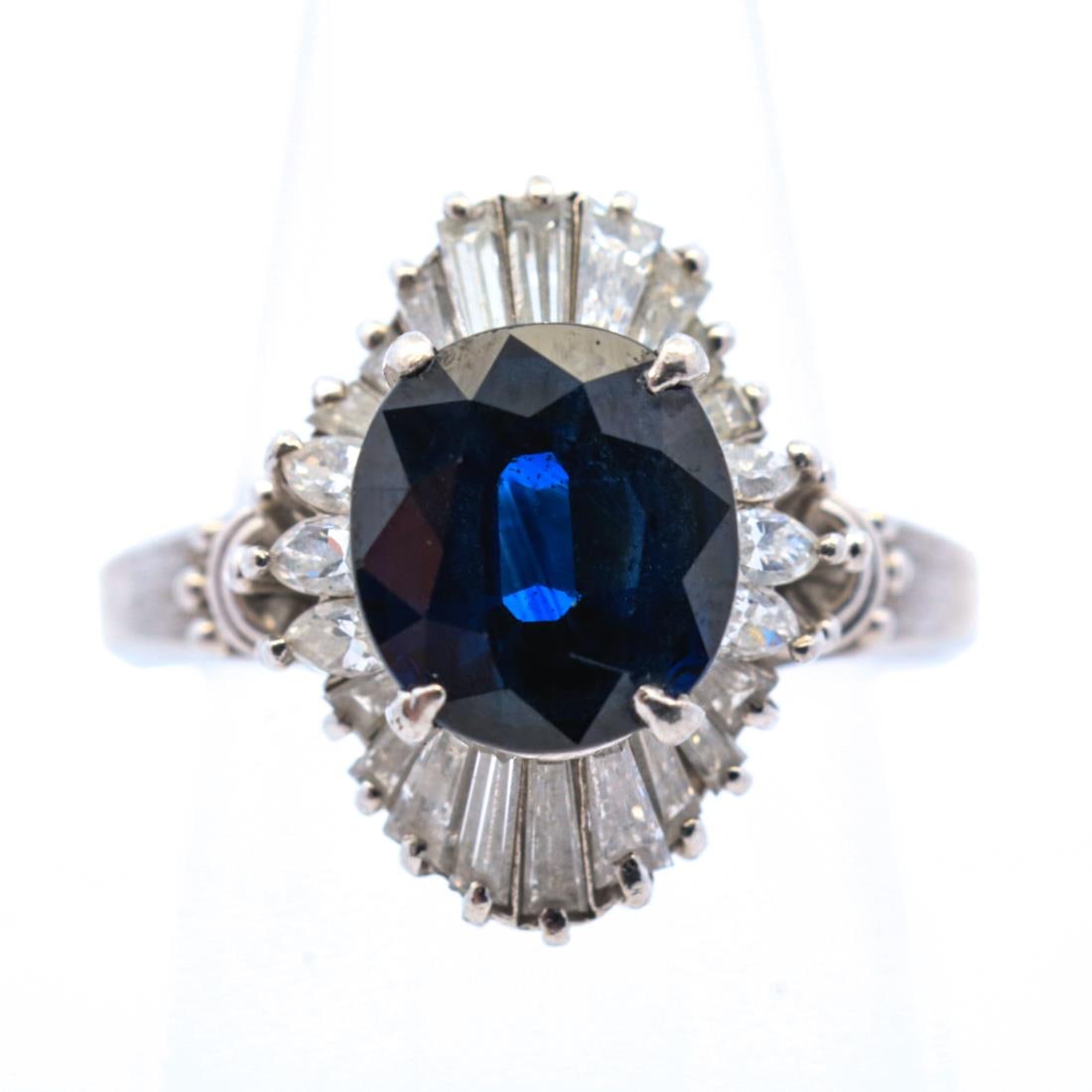 PLAT. NO HEAT GIA CERT 4.15CTTW SAPPHIRE/DIA RING (1 of 7)