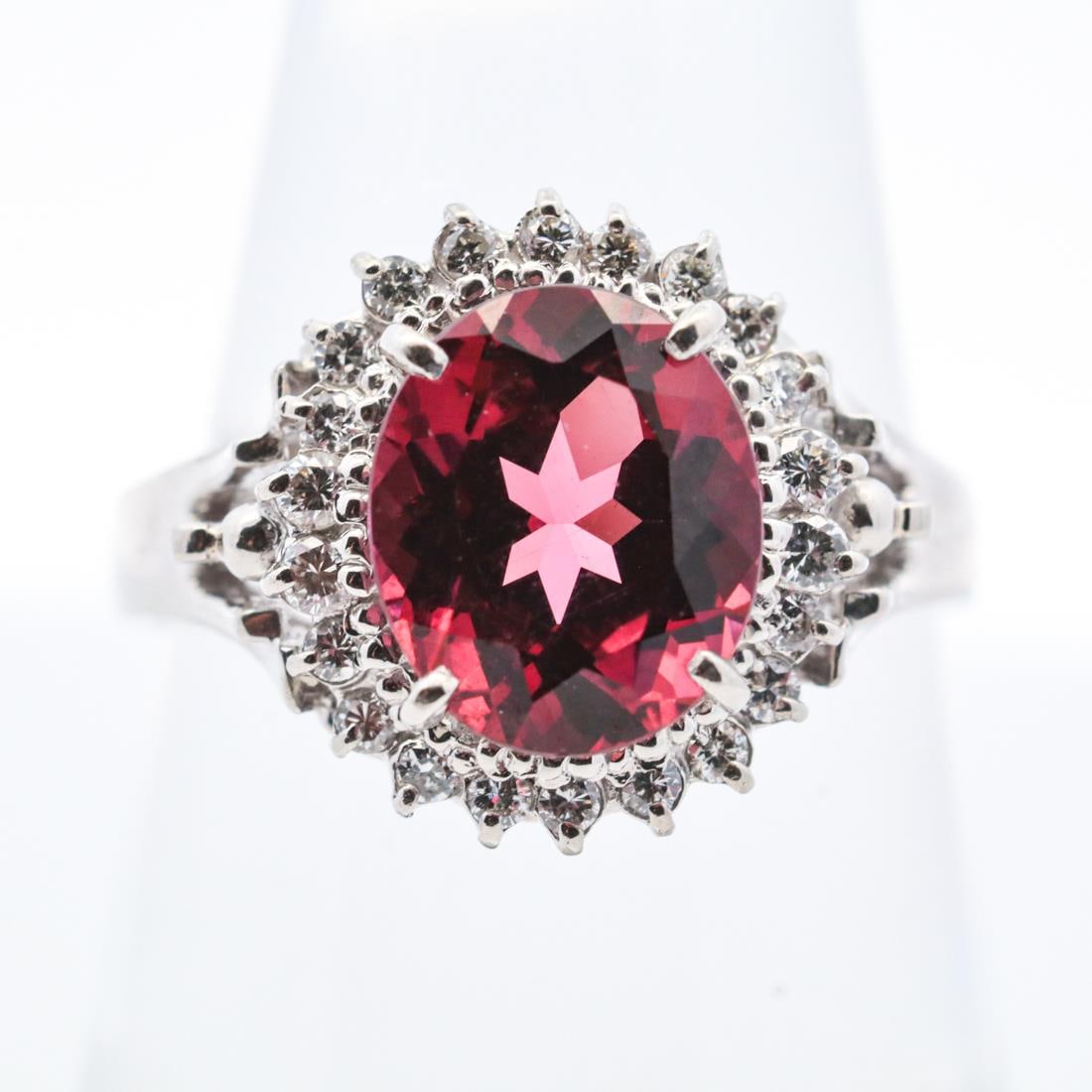PLAT 2.89CTTW PINK TOURMALINE & DIAMOND RING, 6.5 (1 of 5)