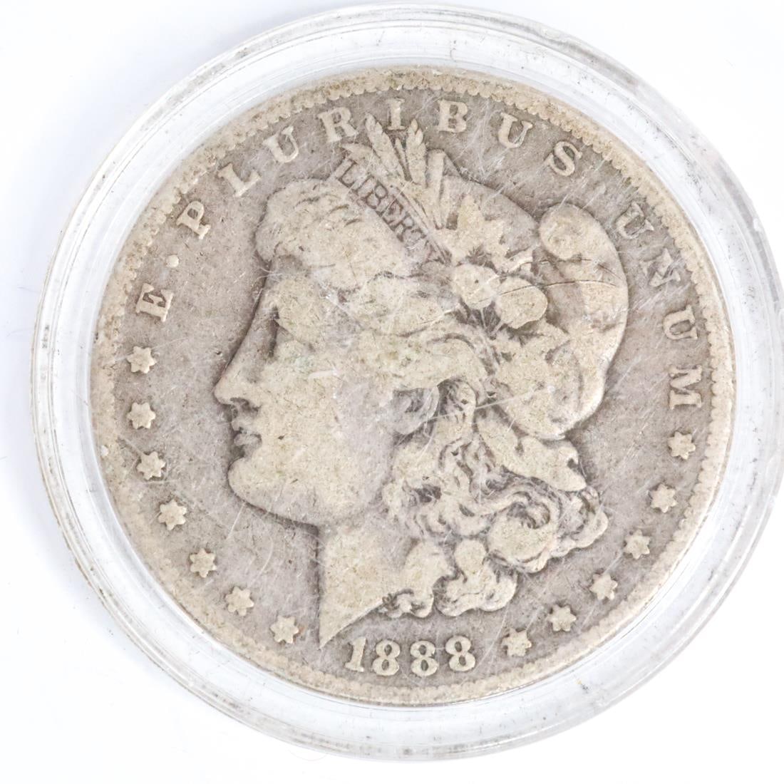 1888 MORGAN SILVER DOLLAR: 1888 Morgan silver dollar.