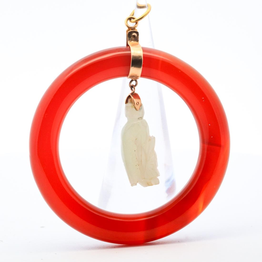 OPEN CIRCLE JADE AND CARNELIAN PENDANT (1 of 6)