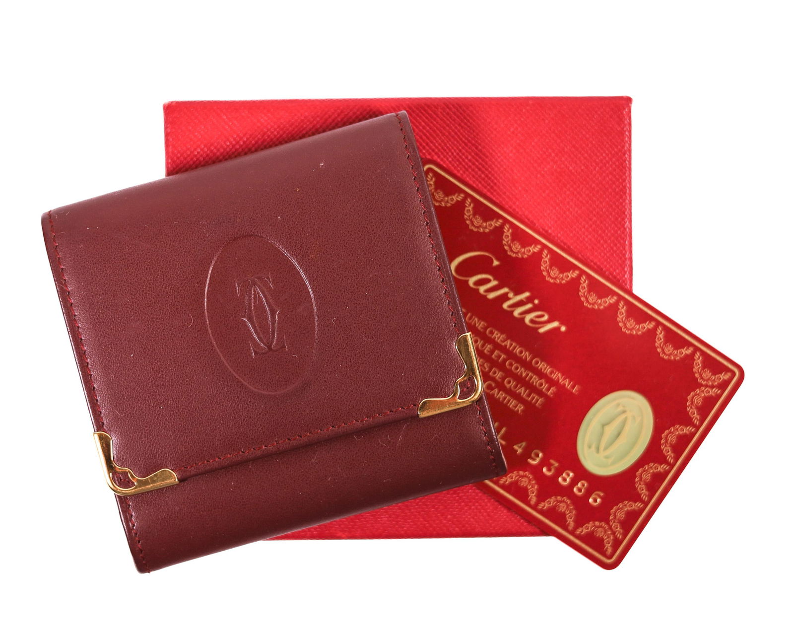 CARTIER LEATHER COIN CASE W/BOX&PAPERS (1 of 3)