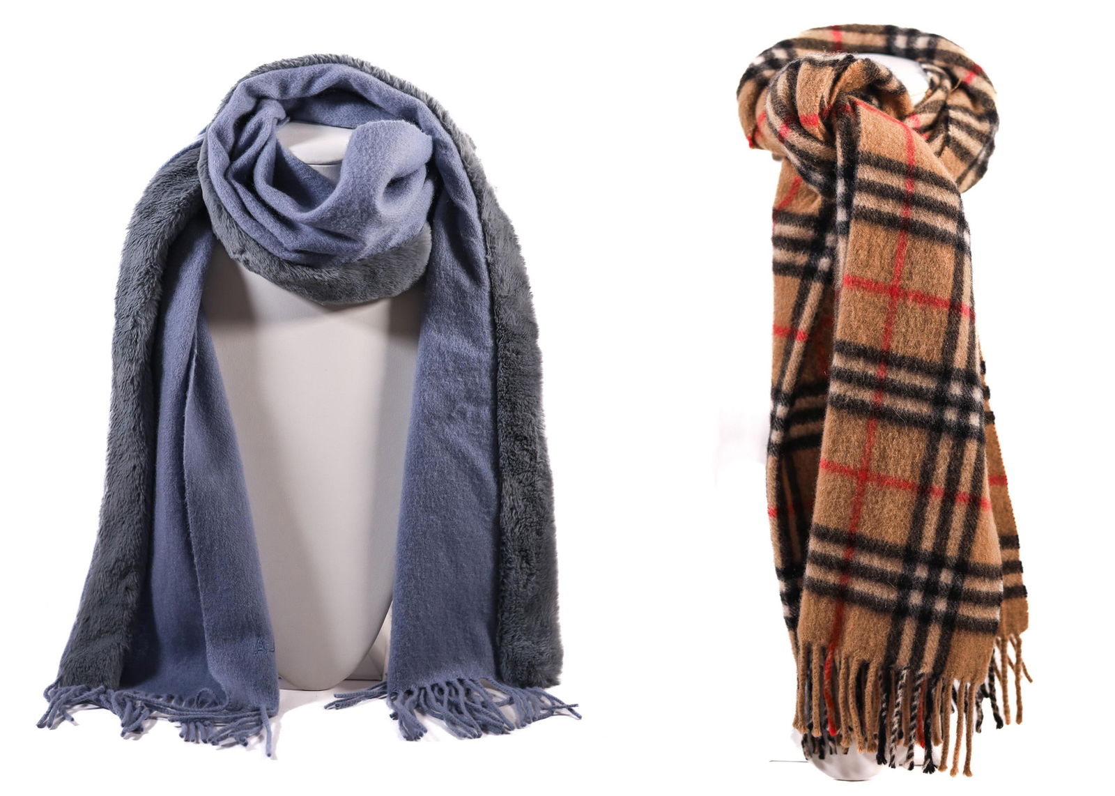 LOT OF 2 BURBERRY NOVA CHECK/FURLA BLUE SCARVES (1 of 6)