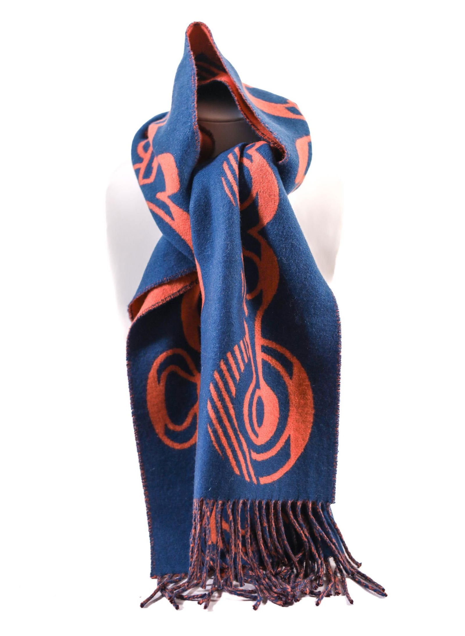 HERMES BLUE CASHMERE SCARF, 57 IN. (1 of 4)
