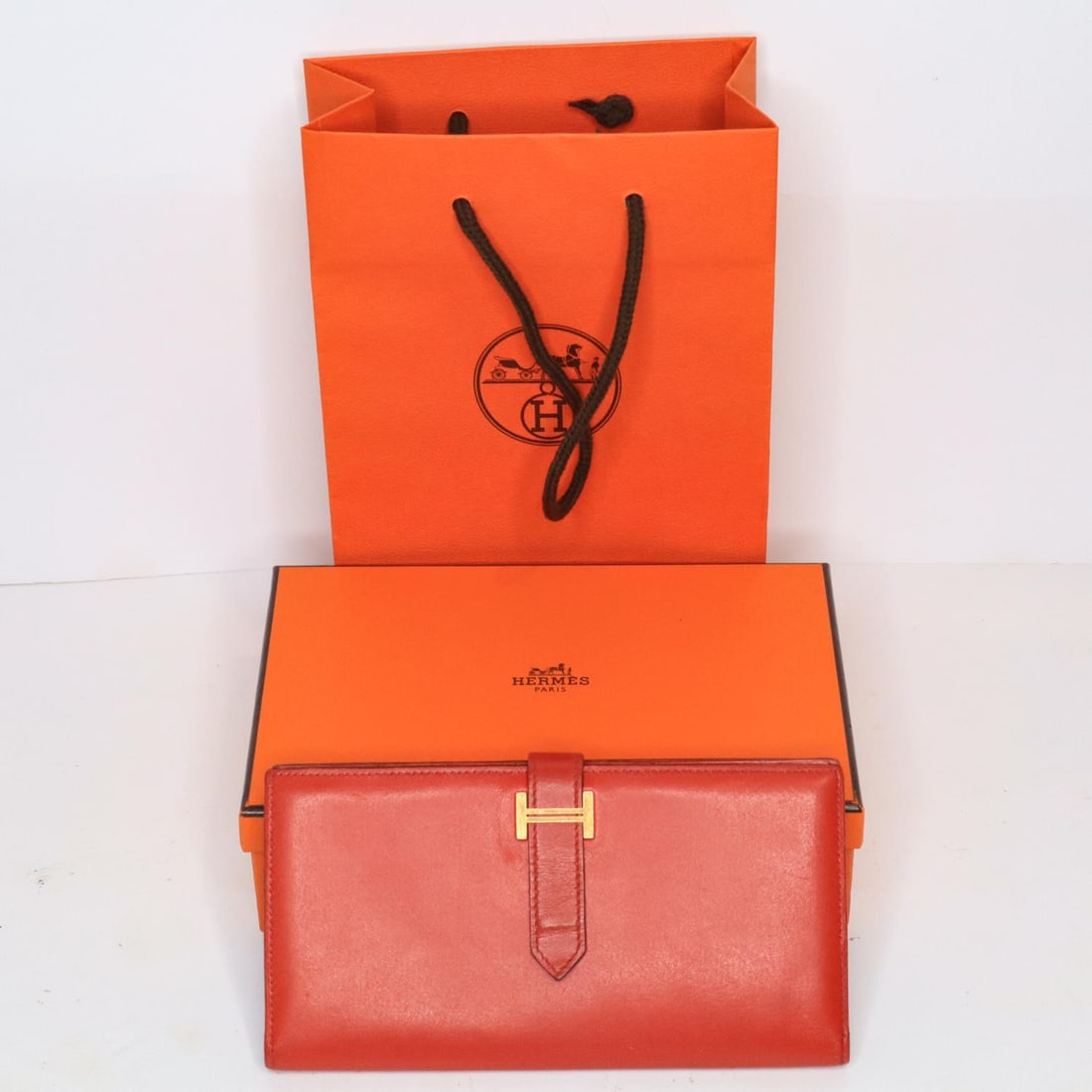 HERMES BEARN CALFSKIN LONG WALLET W/BOX (1 of 11)